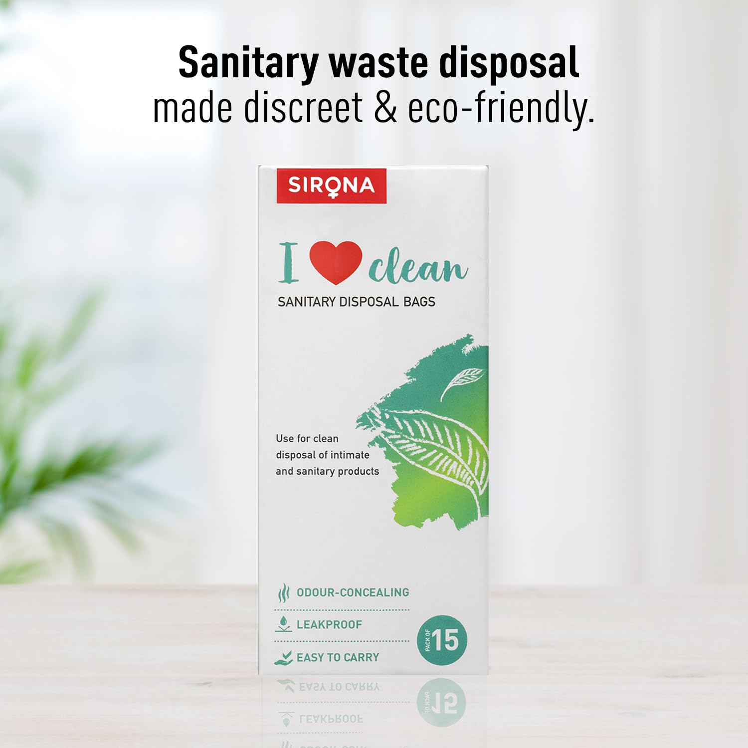Sirona Personal Disposal Bags - 15 Count Discreet Hygiene Bags for Tampons, Sanitary Pads, Panty Liners & Condoms | Travel, Gym & Home Use | Eco-Friendly Menstrual Waste Solution