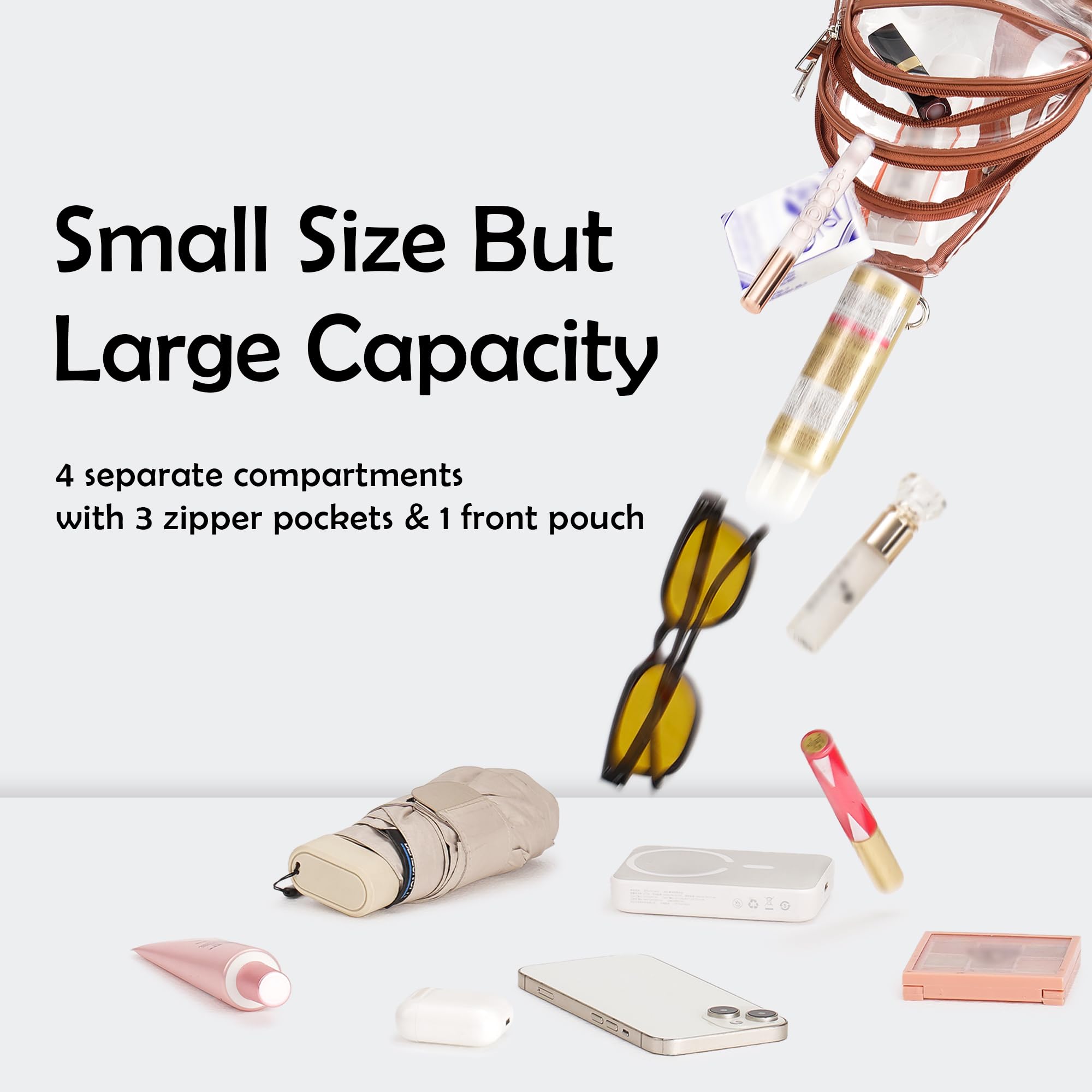 Clear Crossbody Bags for Women with 2 Extra-Long Straps & 4 Pockets - Perfect for Concerts, Festivals, and Travel - Transparent Event Bags for Security Checkpoints