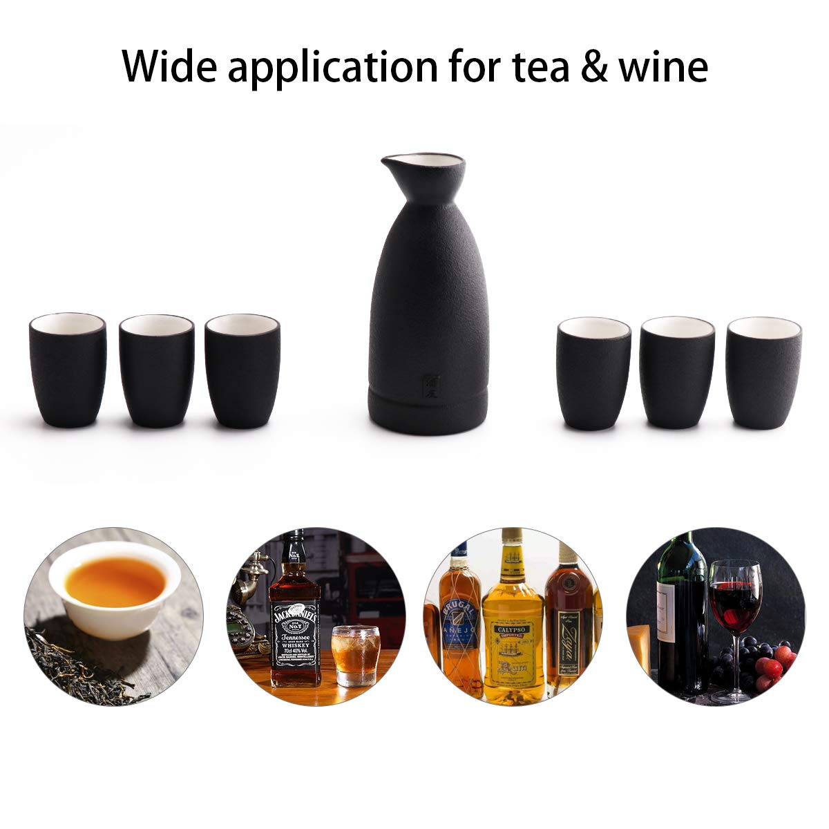 Premium Japanese Ceramic Sake Set with 6 Cups & Storage Box - Traditional Porcelain Sake Bottle & Drinking Cups Gift Set - Perfect for Japanese Restaurants, Home Entertaining & Cultural Celebrations