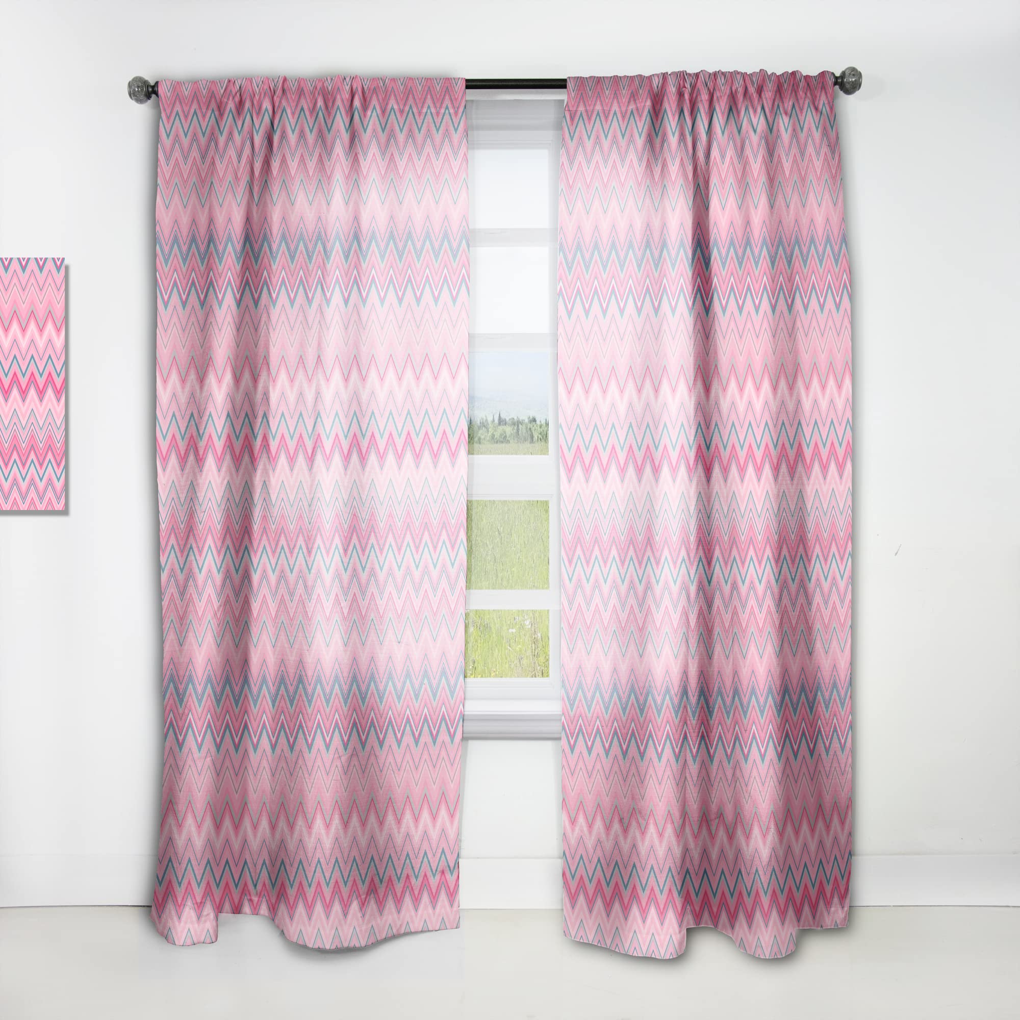 Abstract Retro Geometric III Thermal Insulated Curtains - Single Panel 52x95 Inches - Blackout Drapes for Bedroom & Living Room - Modern Window Treatment for Home Decor