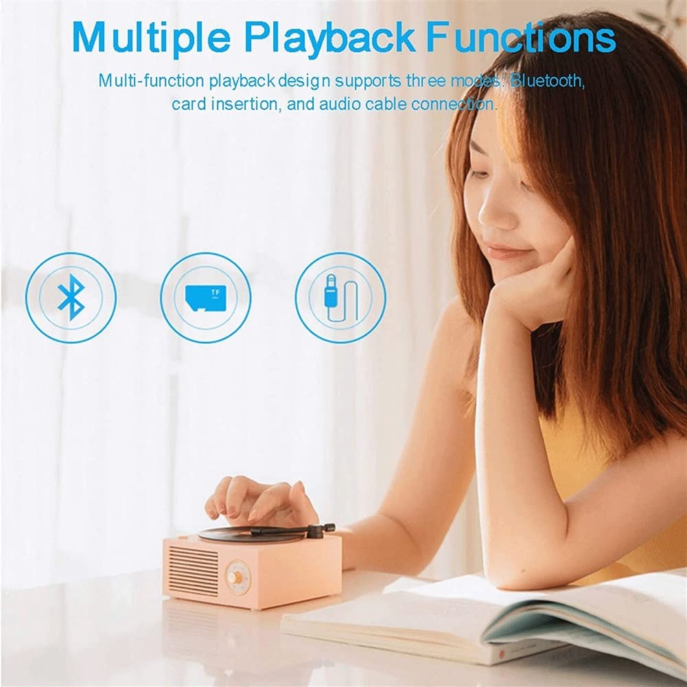RYMMKOP Portable Mini Bluetooth Speaker - Wireless Retro Vinyl Record Player with 3D Surround Sound & Subwoofer for Home, Car, Outdoor, and Travel Use