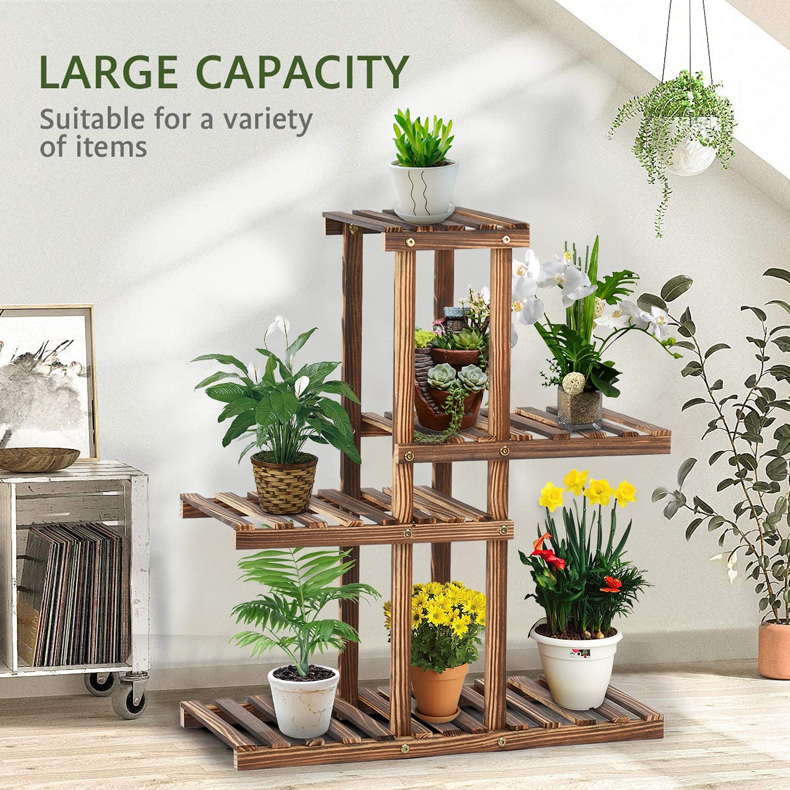 Wooden Plant Stand - Multi-Tier Garden Shelf for Indoor & Outdoor Plants - Perfect for Living Room, Garden, Patio, Balcony & Yard Decor | US Stock