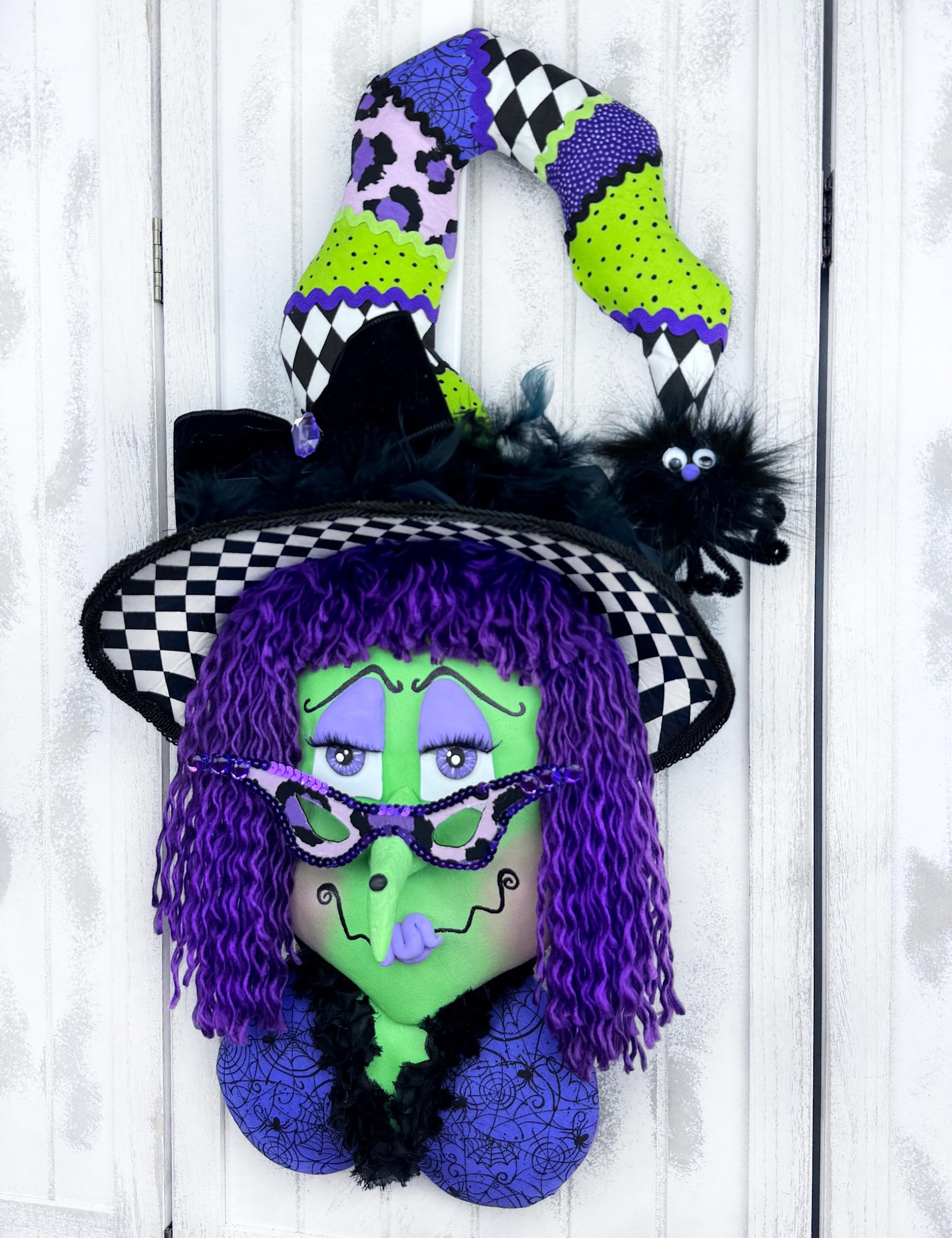 Large Handmade Halloween Witch Wreath Attachment - Premium Wreath Embellishments & Witch Decorations - Perfect for Front Door, Mantel & Halloween Party Decor