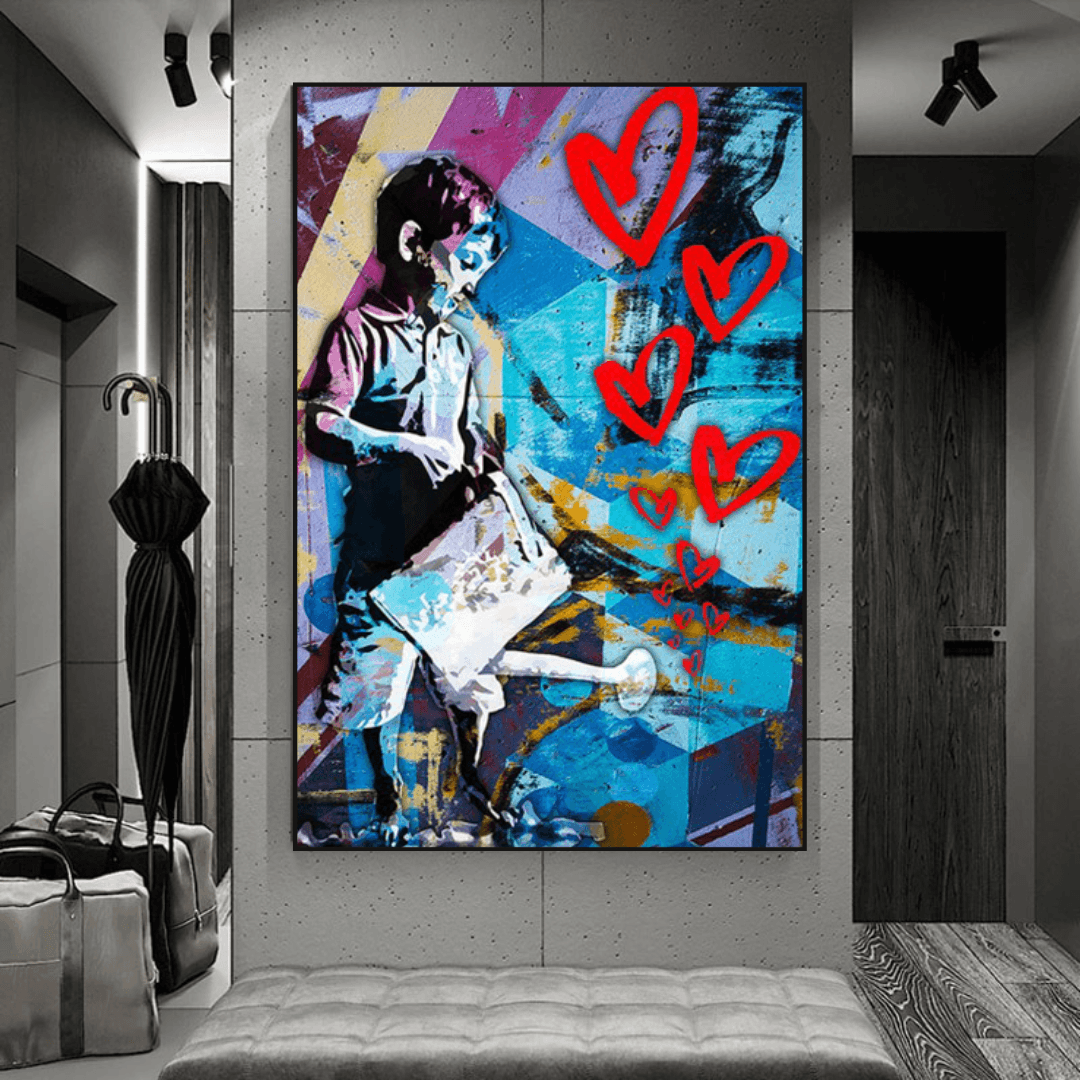 Banksy Street Art Boy Planting Love Canvas Wall Art - Modern Home Decor for Living Room, Bedroom & Office