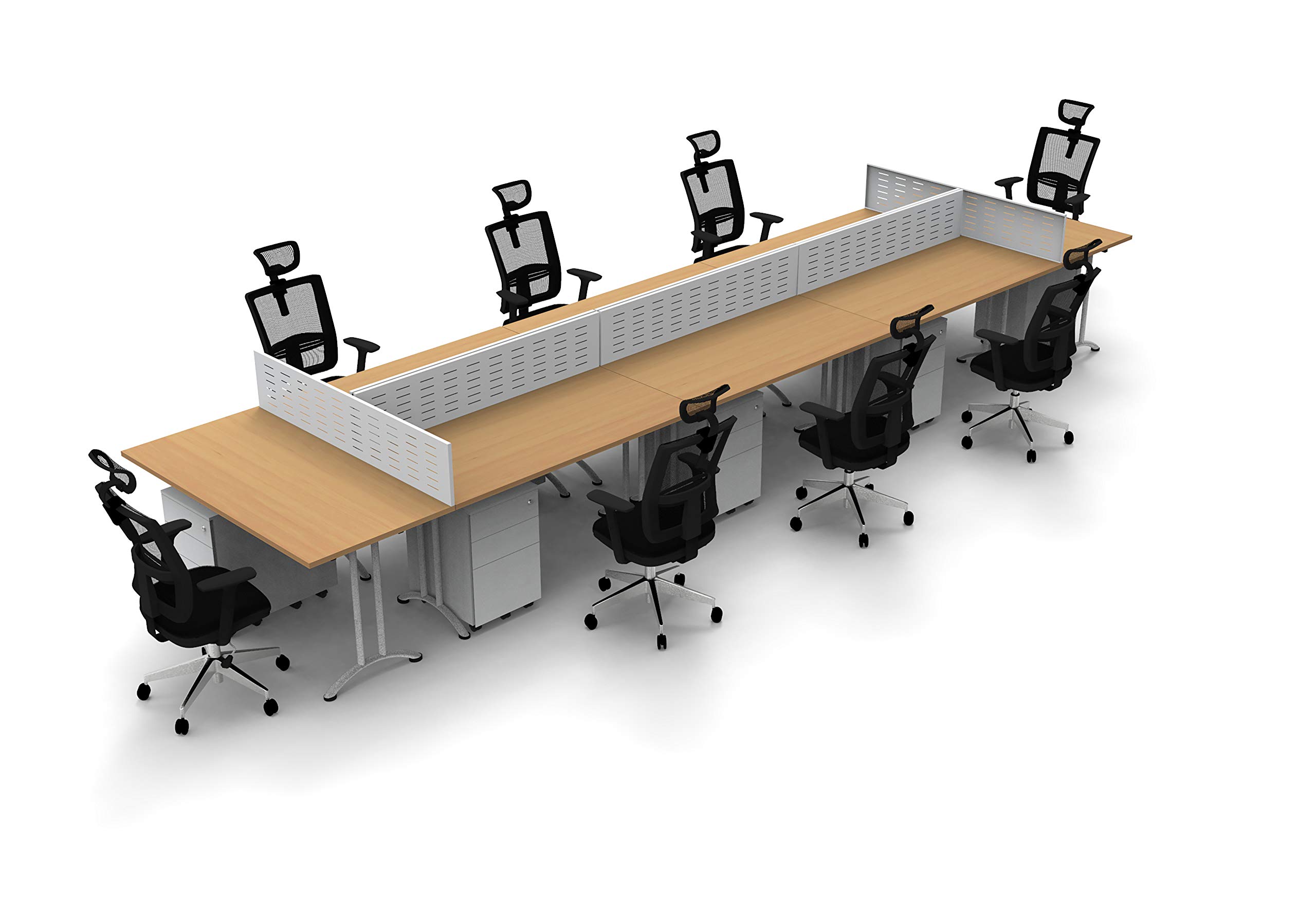 8-Person Conference Table Set with Chairs & Screens - Model 6721 Beech Compact Workstation for Office Meetings, Seminars & Team Collaboration (32-Piece Foldable Space-Saving Design) - Perfect for Small Offices, Training Rooms & Co-Working Spaces