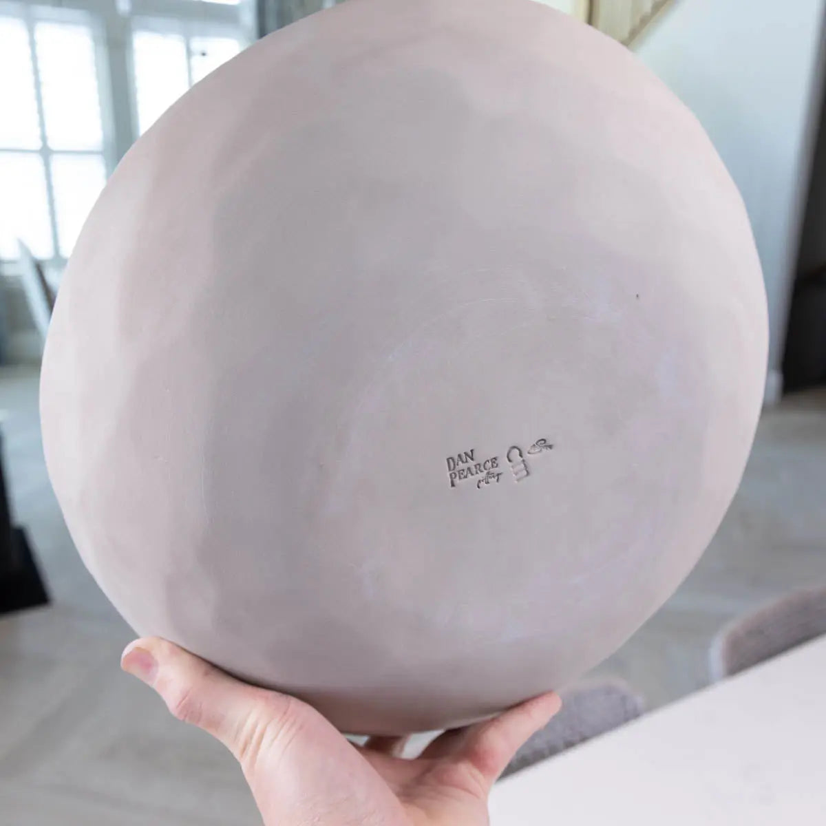 XXL Gray Stoneware Serving Bowl - Handcrafted Decorative Bowl with Reflective Glaze in Blue, Cream & Purple | Alchemy Collection | Perfect for Dining Table Centerpiece, Fruit Display & Home Decor