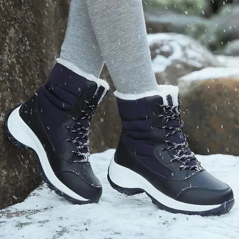 Trendy Women's Fur Lace-Up Ankle Boots for Winter - Warm Snow Boots for Casual Outfits & Cold Weather Fashion