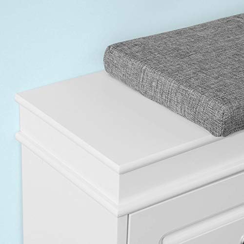 Modern White Shoe Storage Bench with 2 Flip Drawers & Cushion - Entryway Shoe Cabinet Organizer for Hallway, Living Room & Bedroom - FSR64-W