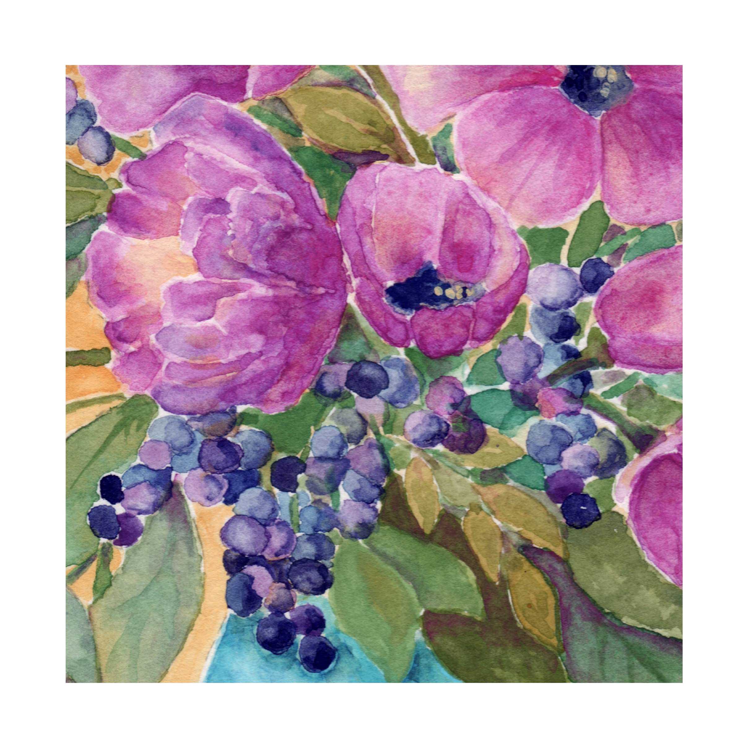 Trademark Fine Art 'Violets And Berries' Canvas Wall Art Print by Yachal Design - Floral Home Decor for Living Room, Bedroom & Office
