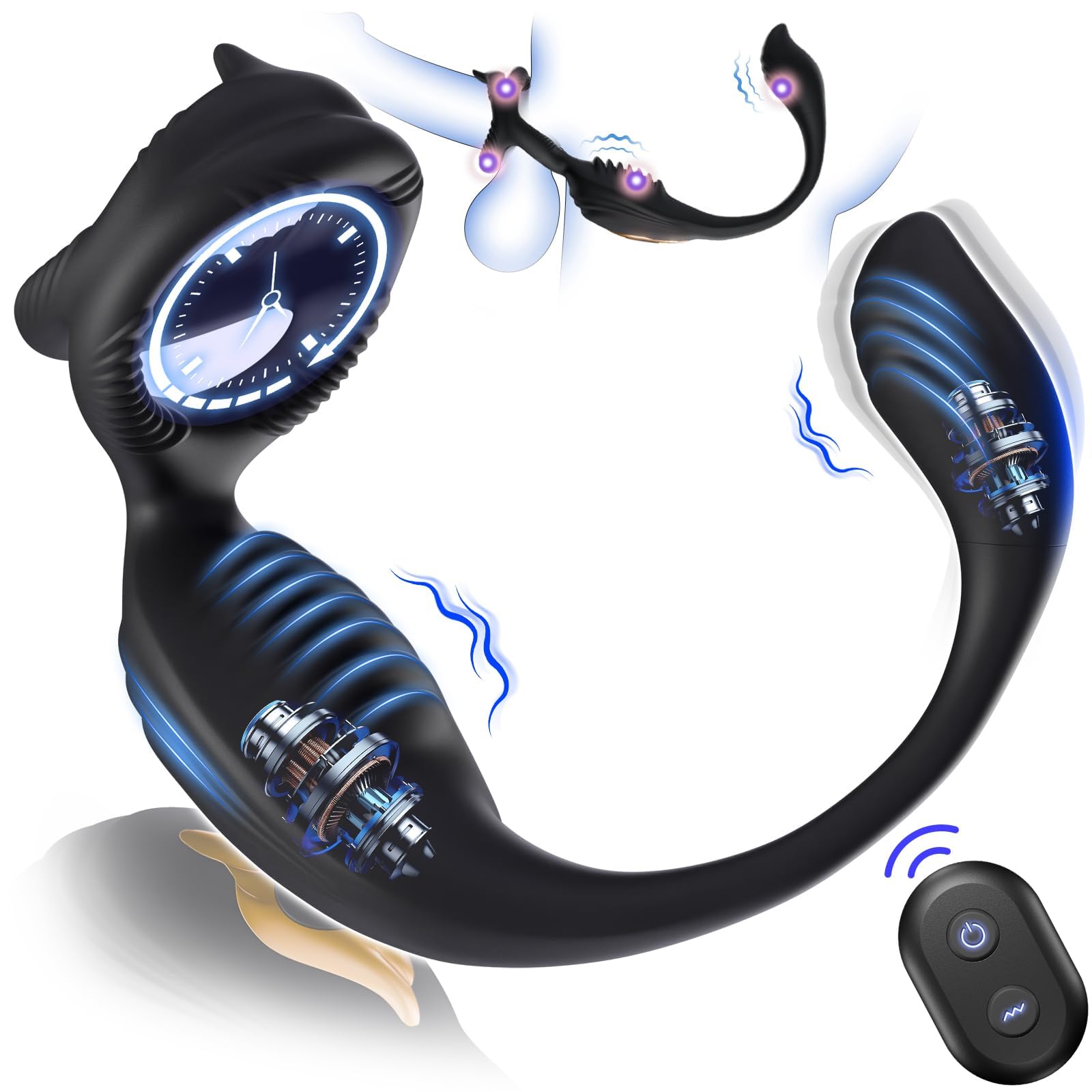 **7-Speed Vibrating Cock Ring with Remote Control - Rechargeable Male Sex Toy for Couples, Prostate Massager & Anal Vibrator - Enhance Intimacy & Pleasure in Bedroom & Adult Play**