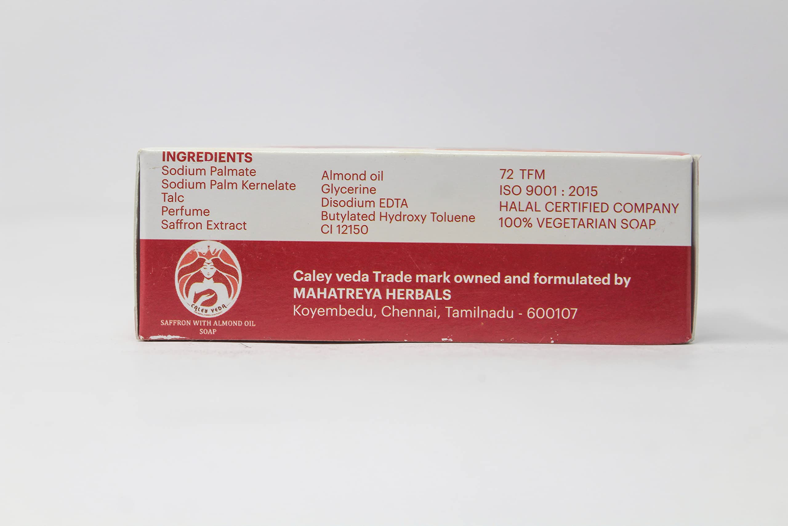 Mahatreya Herbals Caley Veda Saffron & Almond Oil Soap - Pack of 4 (100g Each) | Natural Skin Care for Dry & Sensitive Skin | Perfect for Daily Cleansing & Aromatherapy