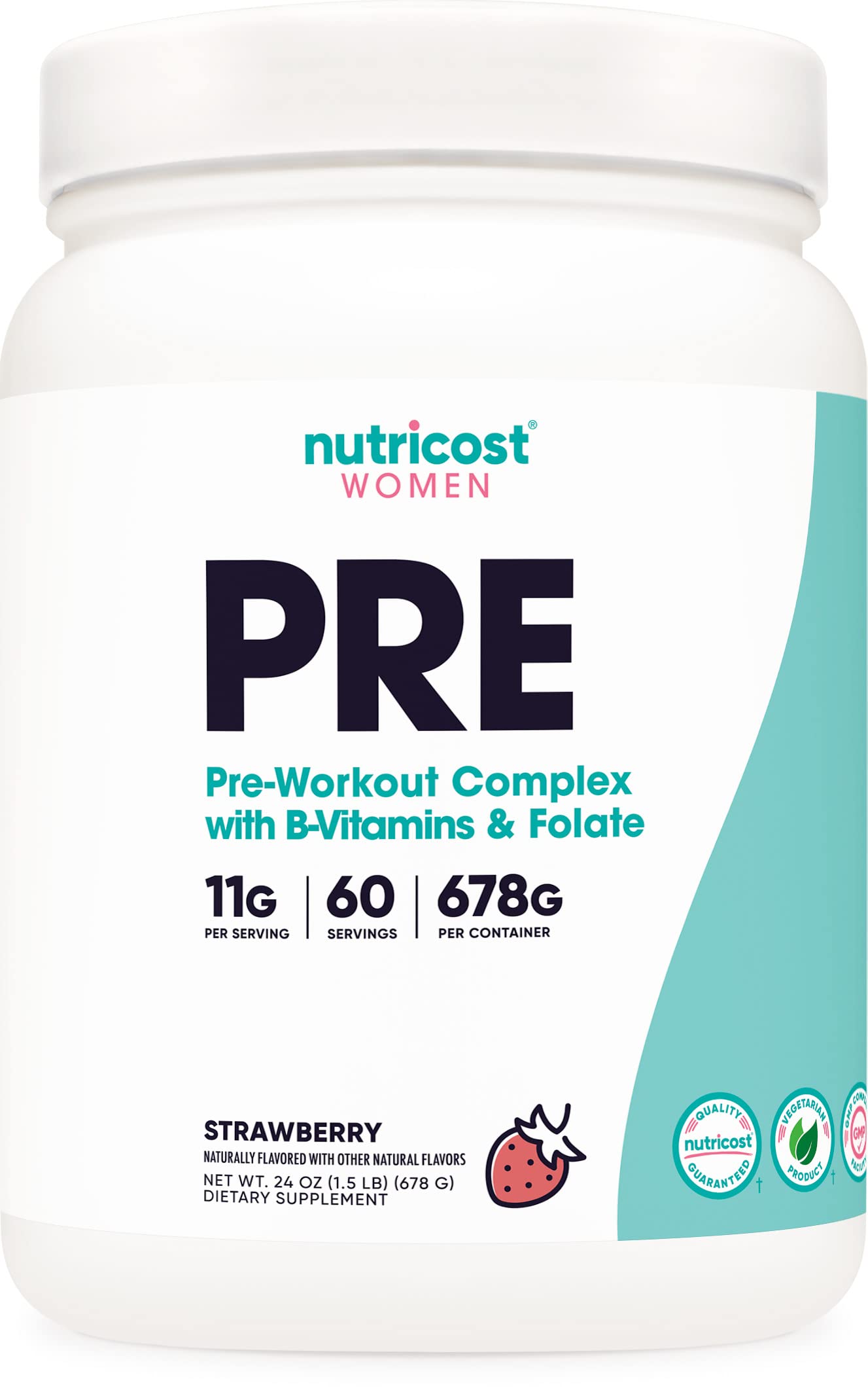 Nutricost Women's Pre-Workout Powder - Strawberry Flavor, 60 Servings | Energy & Endurance Booster for Gym, Running & Fitness Training