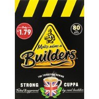 Premium Builders Tea Bags (80 Count) - Strong English Breakfast Black Tea for Construction Workers & Hardworking Professionals - Perfect for Morning Boost or Afternoon Break at Job Sites
