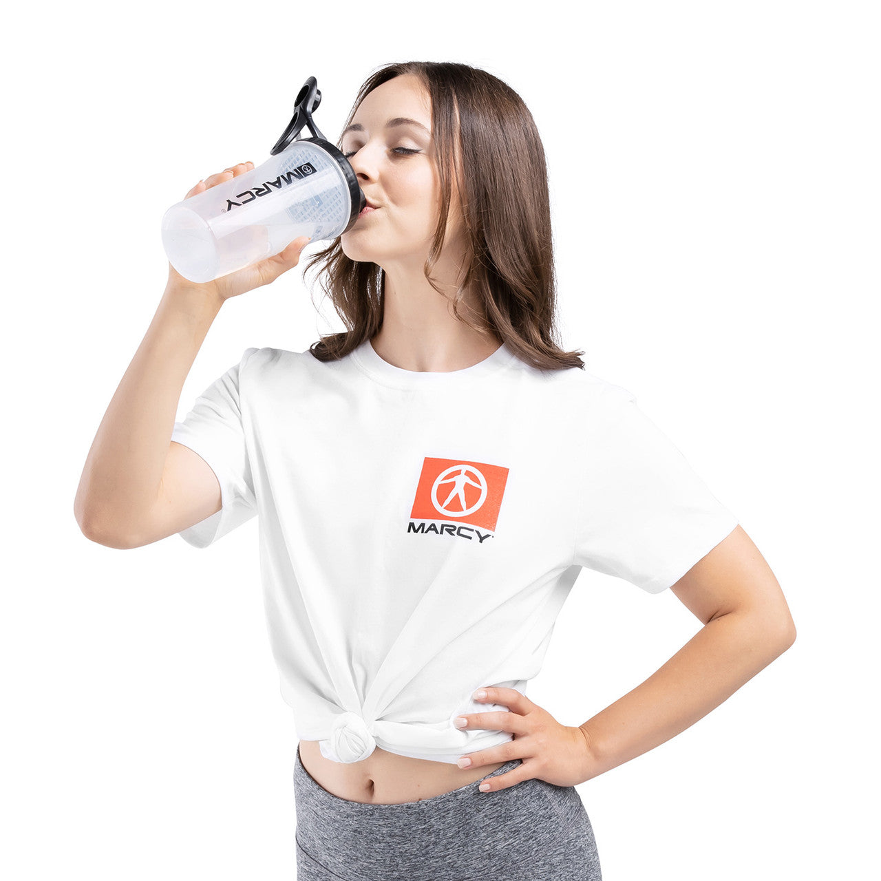 Marcy 23.5 oz Shaker Bottle with Non-Spill Black Lid - Clear Protein Mixer for Gym, Workout & Post-Exercise Recovery