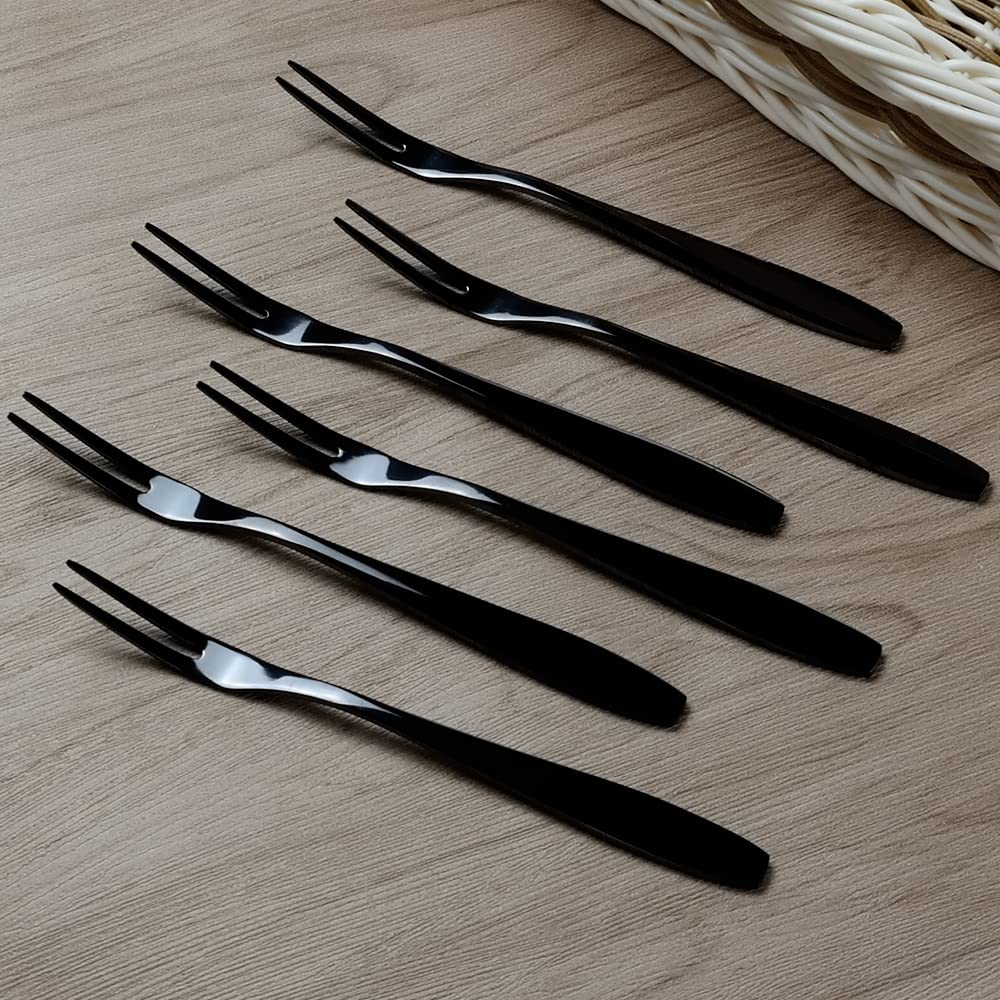 Wekioger 12-Piece Mini Cake Forks Set - Black Stainless Steel Dessert Forks for Cake, Fruit, Appetizers | Perfect for Parties, Weddings, Tea Time & Home Dining