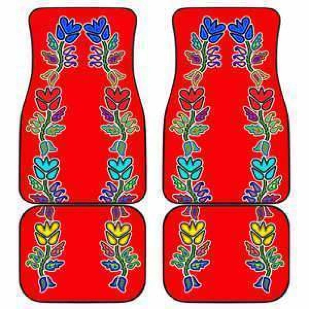 Premium 4-Piece Floral Red Car Floor Mats Set - All-Weather Protection for Sedans, SUVs & Trucks - Perfect for Home, Office & Travel Use