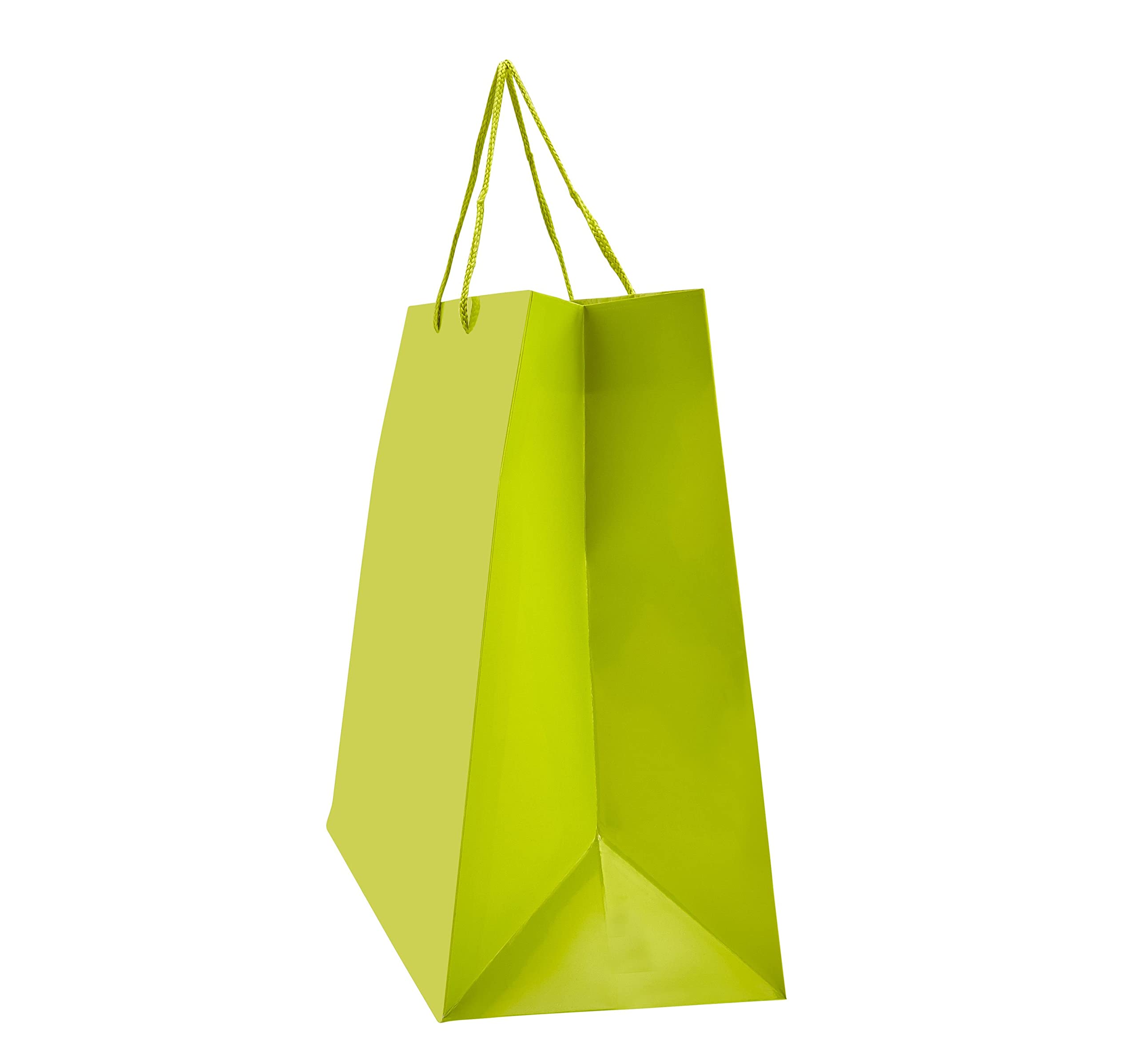 Eco-Friendly Lime Gloss Euro Tote Bags - 16x6x12 Inch Reusable Paper Gift Bags [Pack of 100] - Perfect for Retail Shopping, Party Favors & Sustainable Packaging