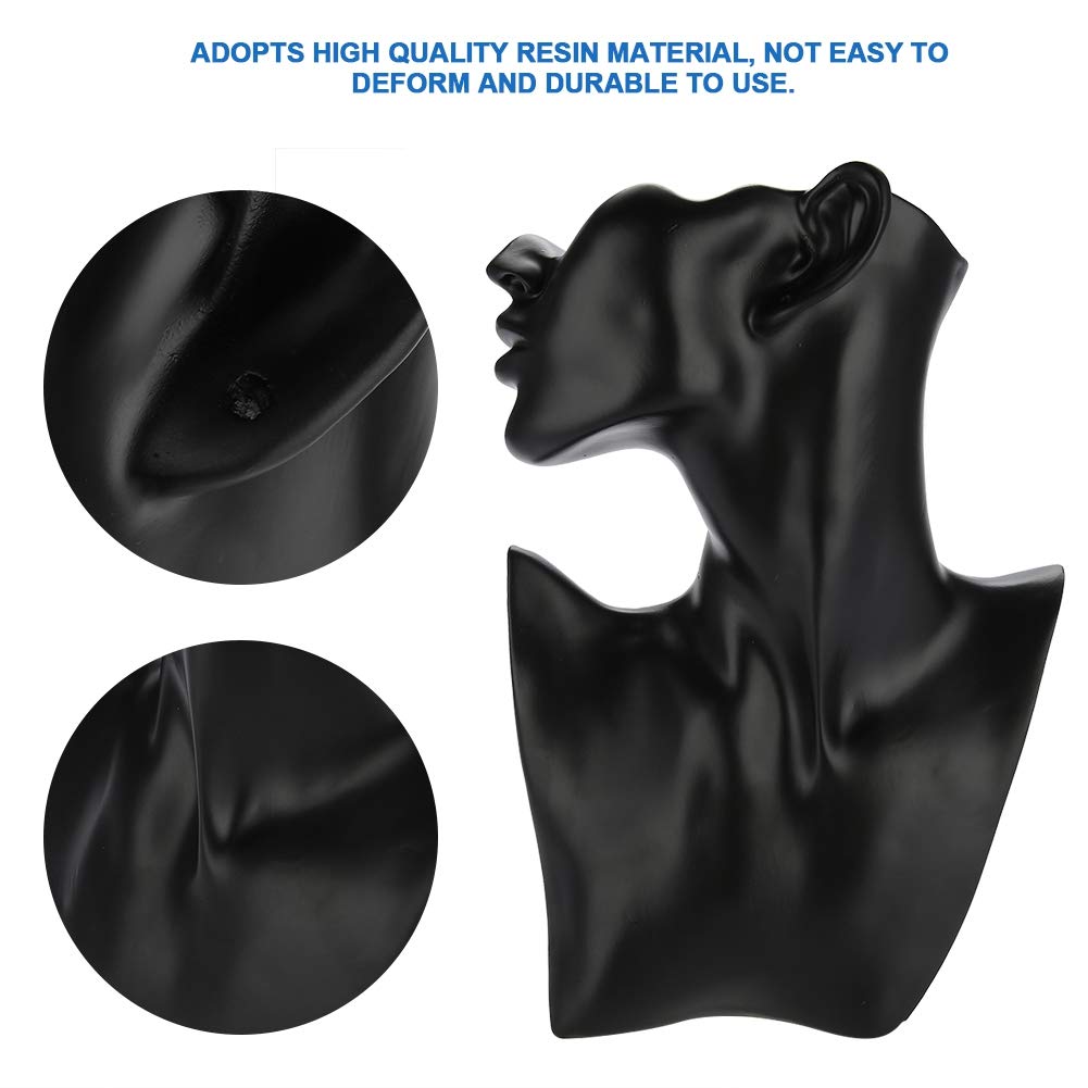 Elegant Black Jewelry Display Mannequin Bust Stand - Necklace & Earring Holder for Pendant Jewelry - Perfect for Boutique, Retail Store, and Trade Show Displays