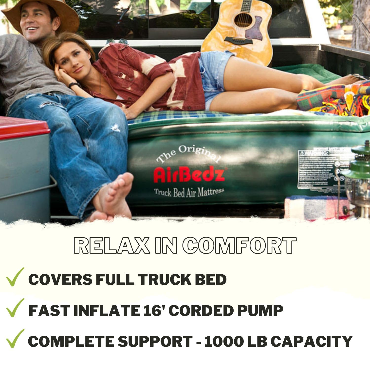 Pittman Tacoma Truck Bed Air Mattress 6.5ft - Original Lite Airbedz for Mid Size Pickup Trucks | 25% More Coverage | Perfect for Camping, Road Trips & Outdoor Adventures