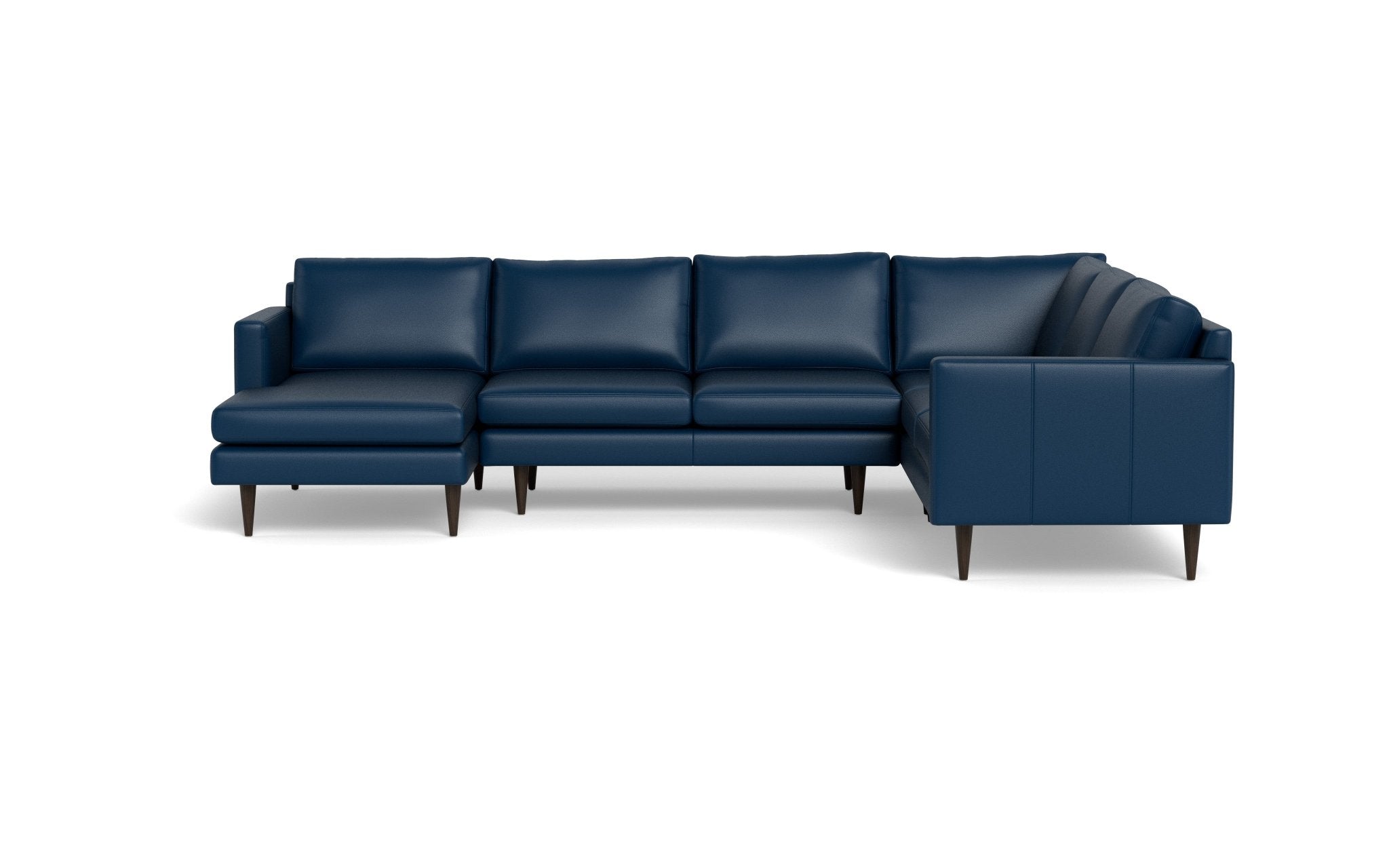 Wallace 131 Genuine Leather Left Chaise Sectional Sofa - Modern Untufted Corner Couch for Living Room, Lounge & Family Room