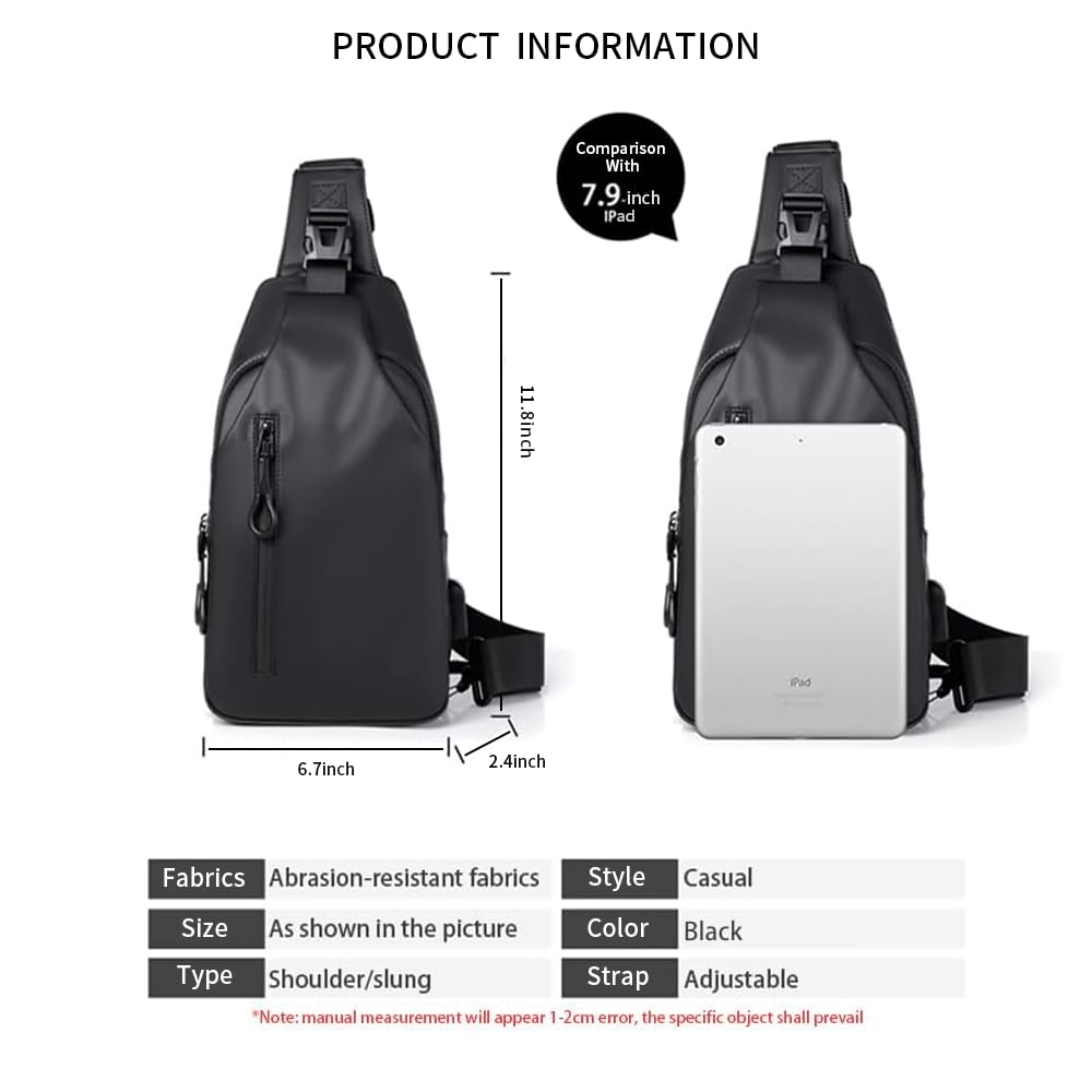 Lightweight Waterproof Crossbody Sling Backpack - Compact Chest Shoulder Bag for Men & Women (Black) | Perfect for Travel, Hiking, Gym & Everyday Use