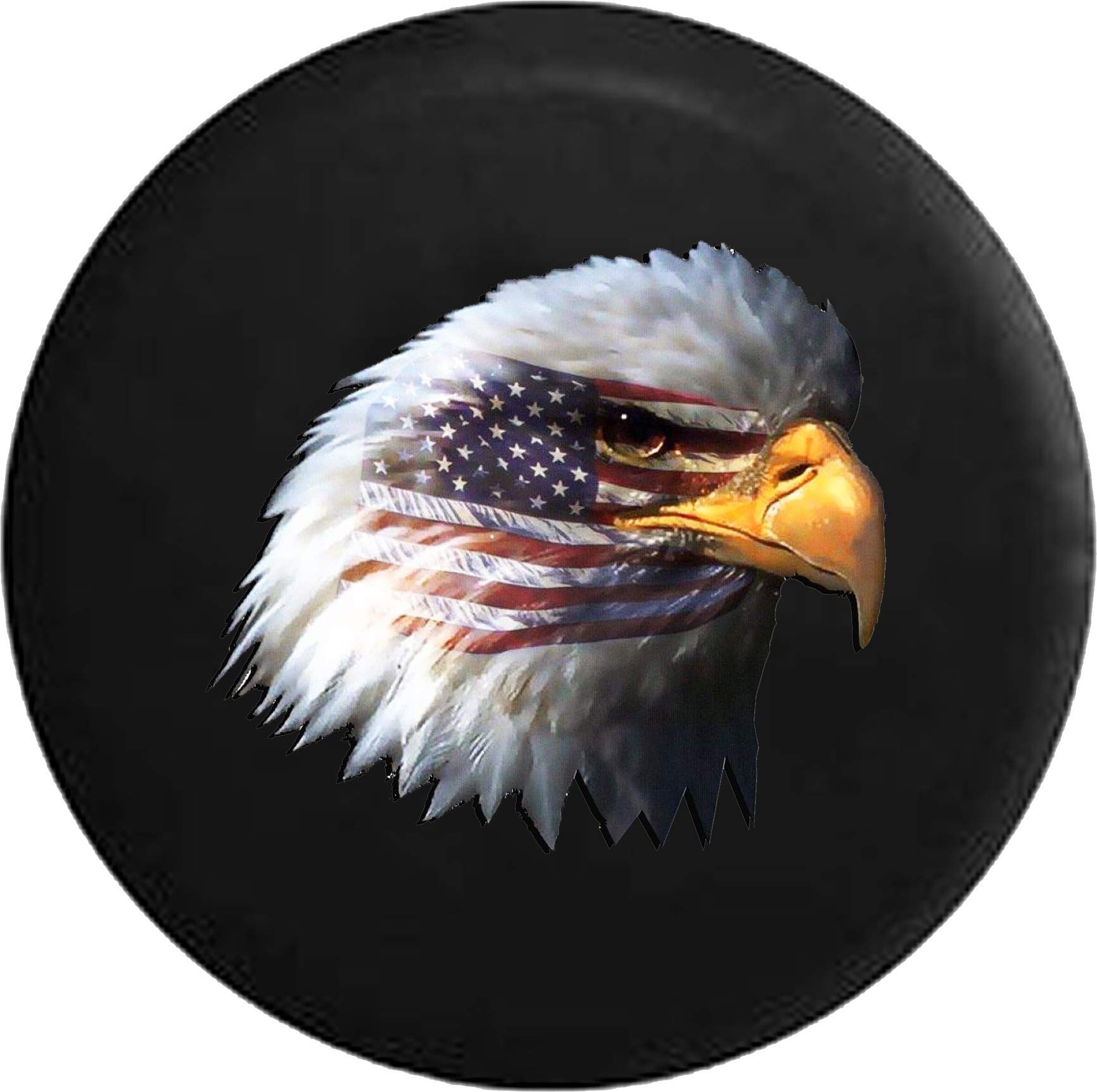 35 Inch Black MUD Tire Wheel Cover with Patriotic Bald Eagle & American Flag Design - Universal Fit for Trucks, SUVs, Off-Road Vehicles - Perfect for 4x4 Adventures, Camping & Outdoor Enthusiasts