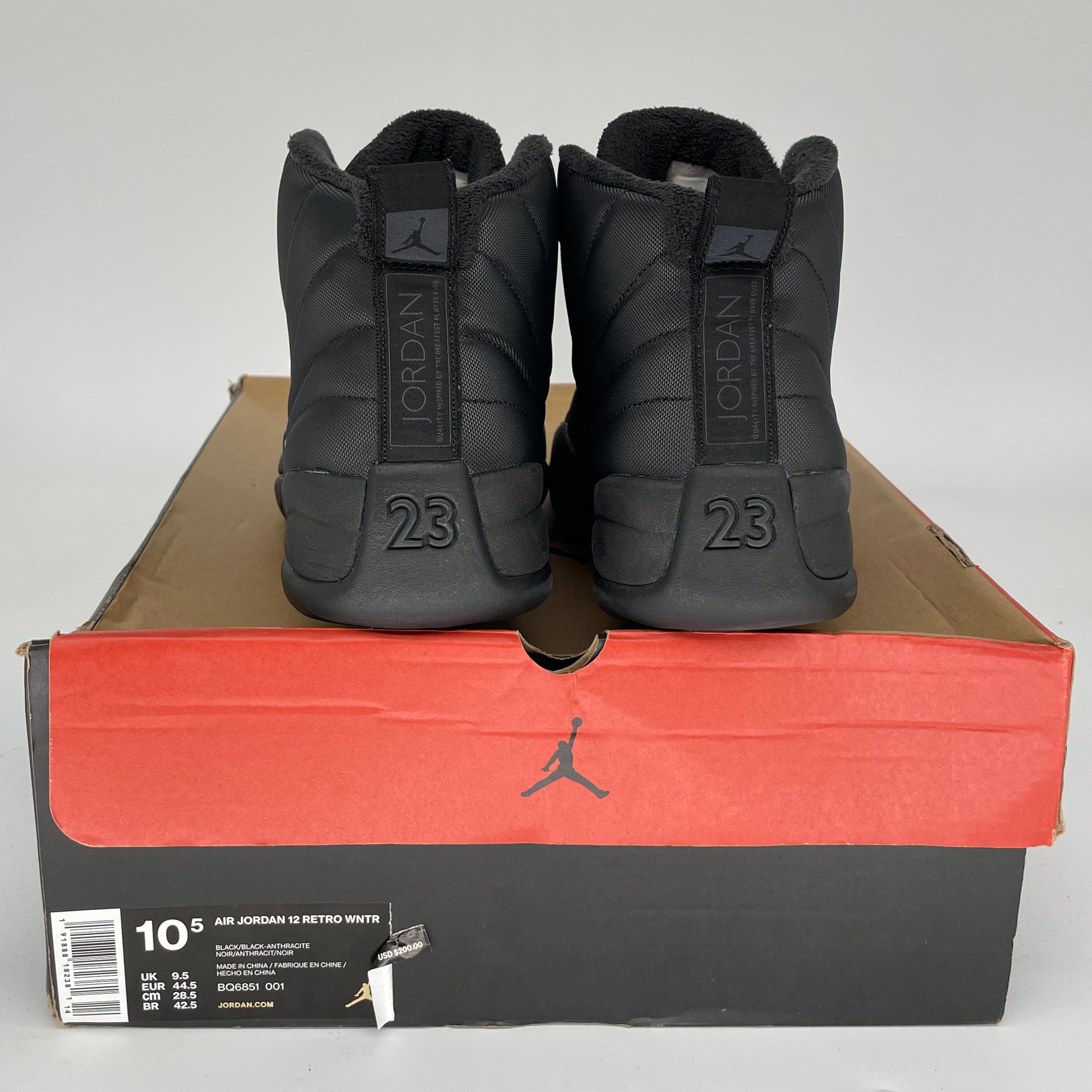 AIR JORDAN 12 Winter Black Men's Basketball Shoes Size 10.5 (BQ6851-001) - Perfect for Streetwear & Court Performance