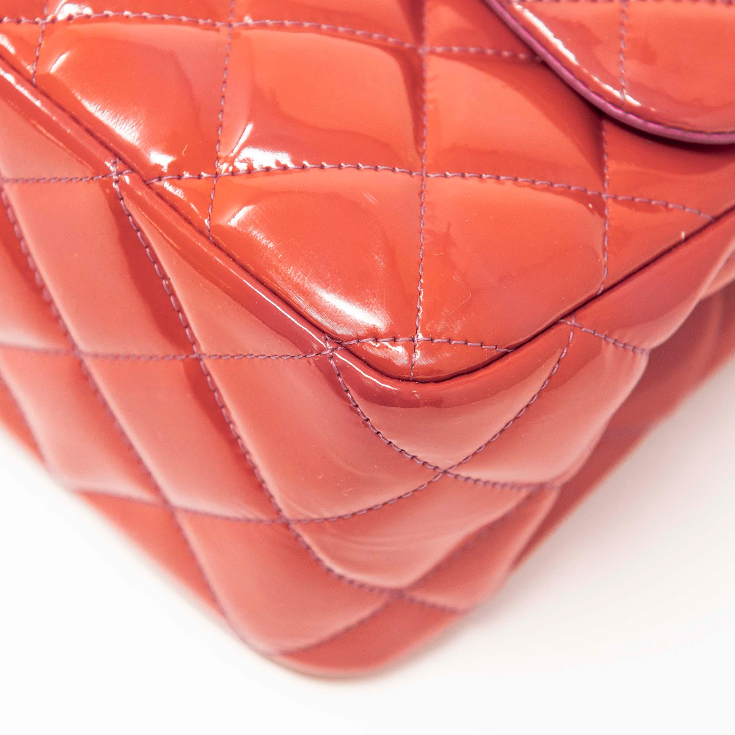 Chanel Pink Patent Leather Classic Jumbo Flap Bag - Luxury Designer Handbag for Women, Perfect for Parties & Special Occasions