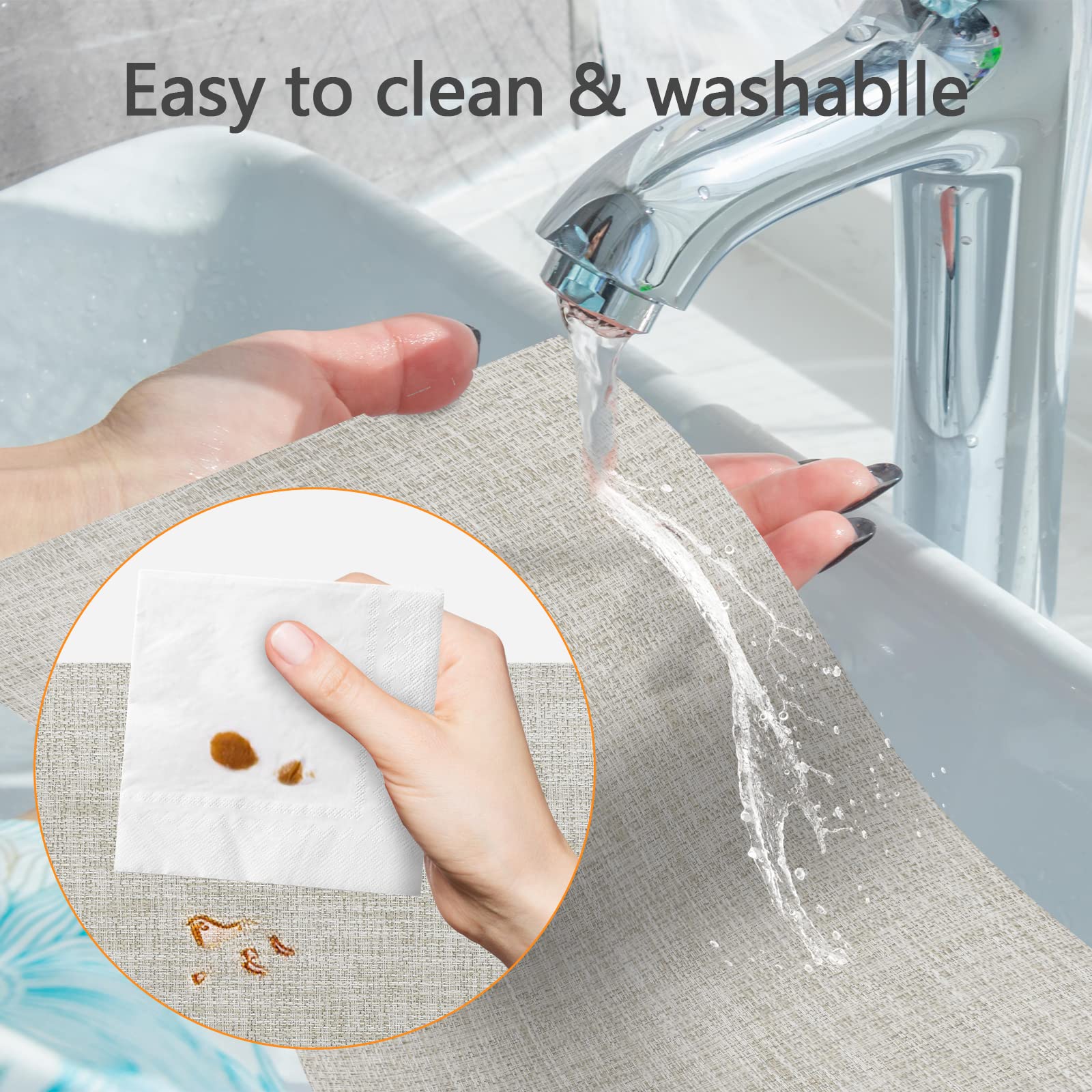 4-Pack Woven Vinyl Placemats - Waterproof & Washable for Indoor/Outdoor Use - Beige & White Table Mats for Dining, Picnics, and Parties