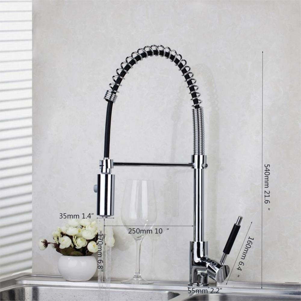 360° Swivel Pull Out Kitchen Faucet with Sprayer - Solid Brass Chrome Polish Water Mixer Tap for Sink Basin | Perfect for Modern Kitchens & Food Prep Stations