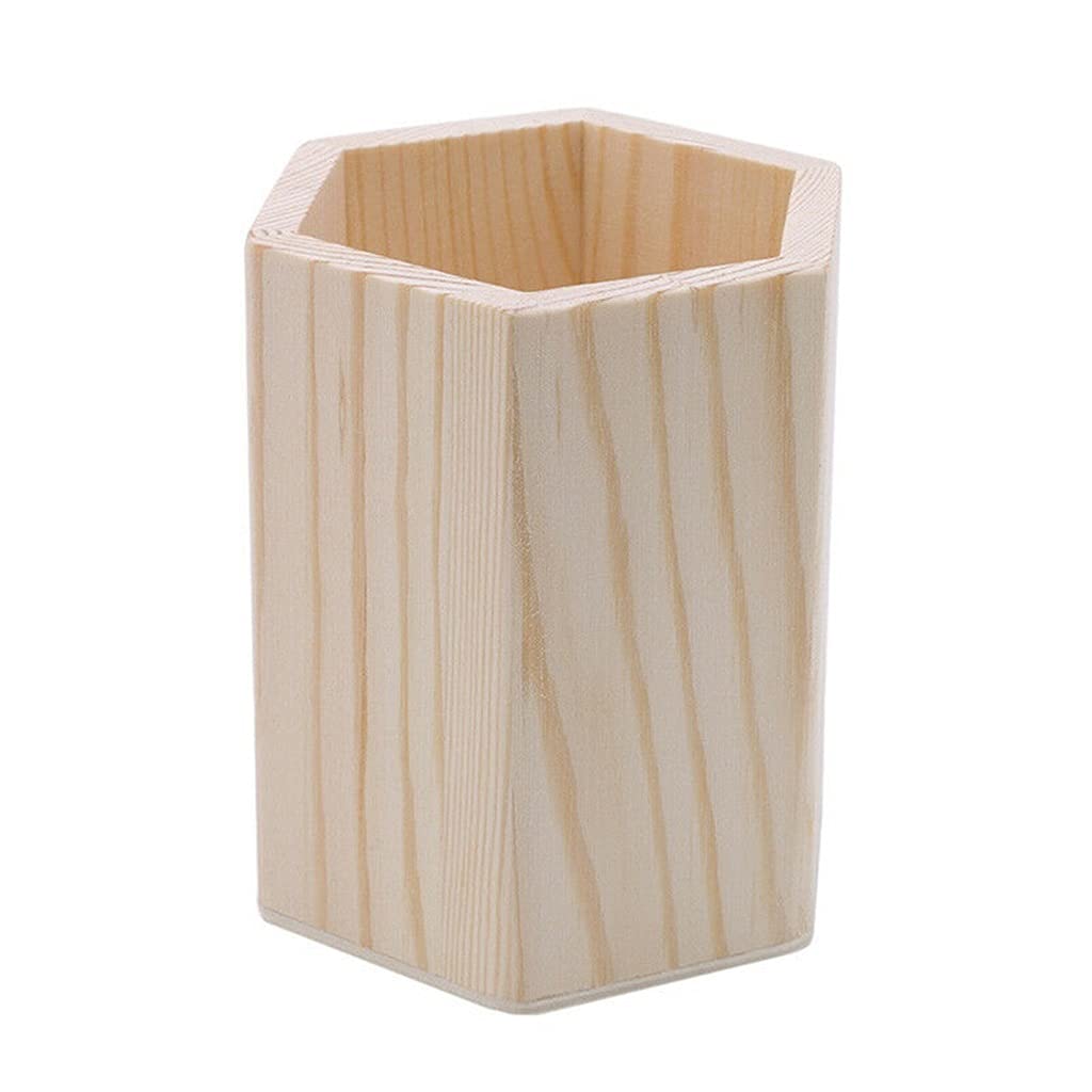 Premium Wooden Desktop Organizer - Pen Holder, Pencil Pot & Makeup Brush Storage Box for Home Office & Study Stationery Supplies | Perfect for Desk Organization, School Supplies & Beauty Tools Storage