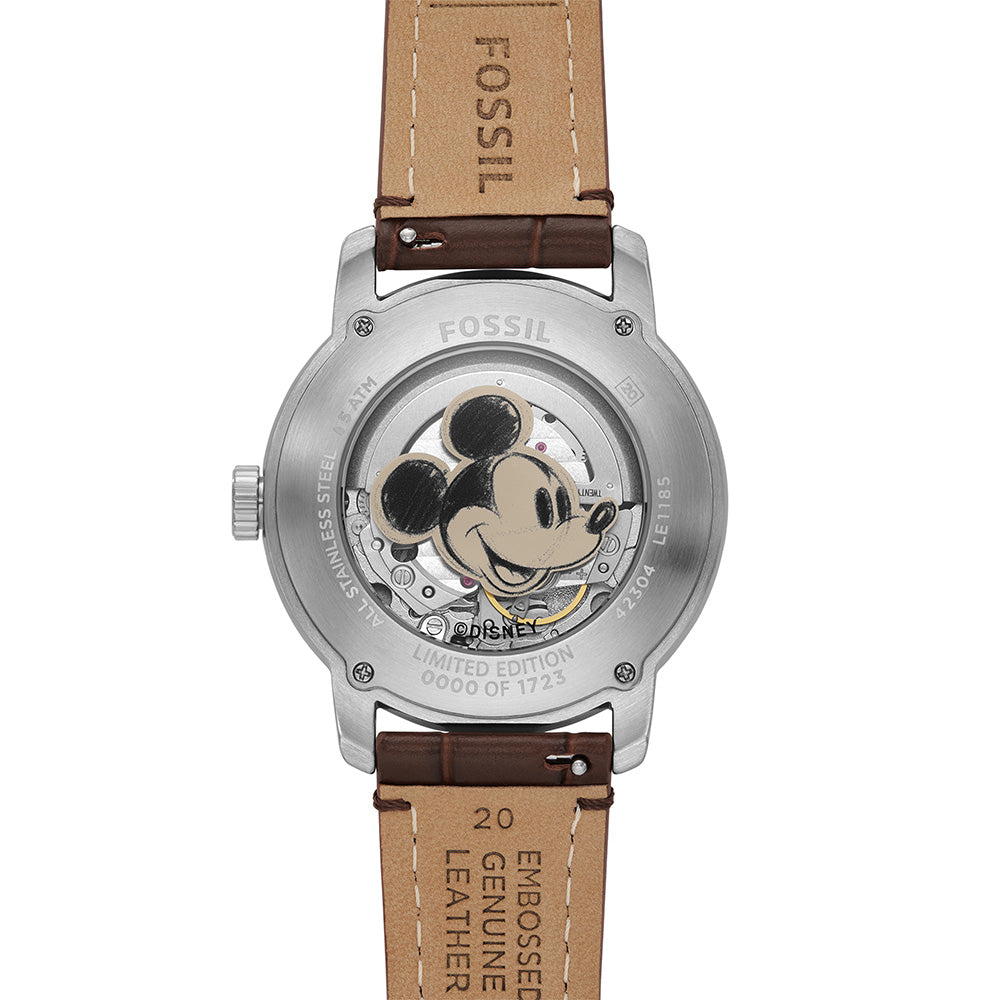 Fossil LE1185 Sketchbook Mickey Heritage Automatic Watch - 100th Disney Anniversary Limited Edition - Perfect for Disney Fans, Collectors & Special Occasions