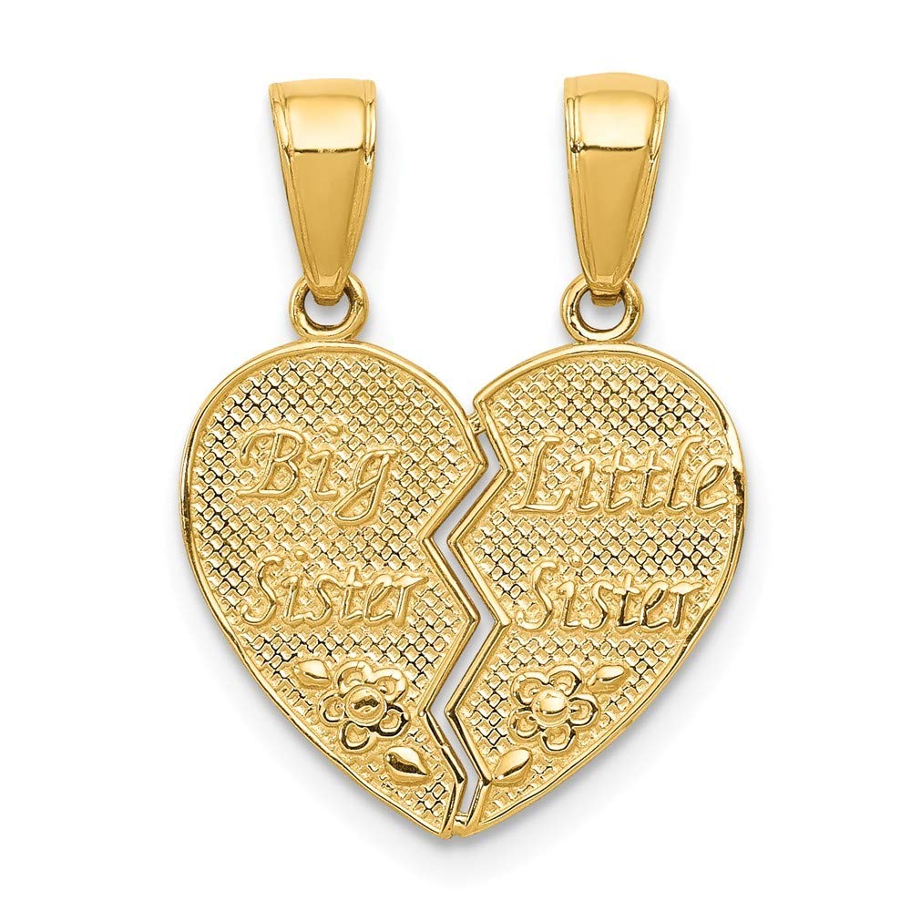 14K Yellow Gold Sister Break-Apart Charm Jewelry for Gifting