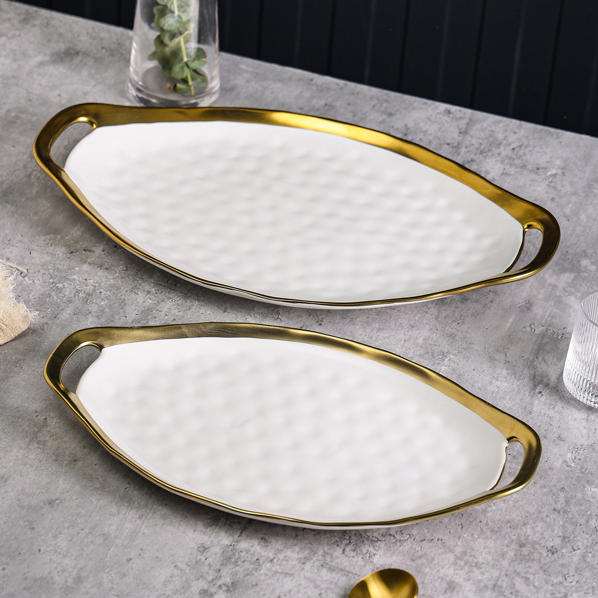 Florian Porcelain Dinner Plate Set - Elegant White Ceramic Plates for Fine Dining, Wedding & Formal Events