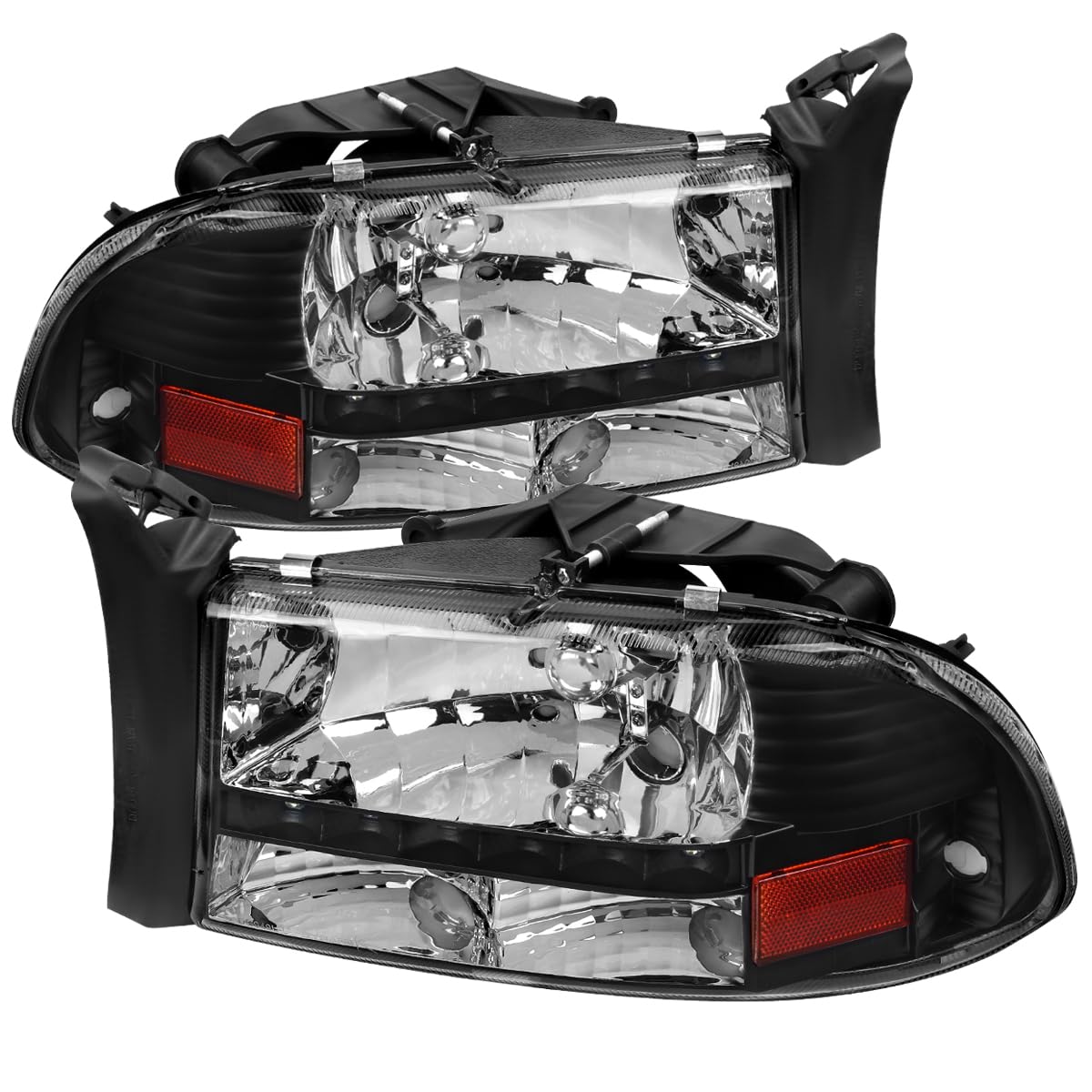 97-04 98-03 Black SMD LED DRL Headlights - High Brightness Daytime Running Lights for Jeep Wrangler TJ & Cherokee XJ - Perfect for Off-Roading & Night Driving