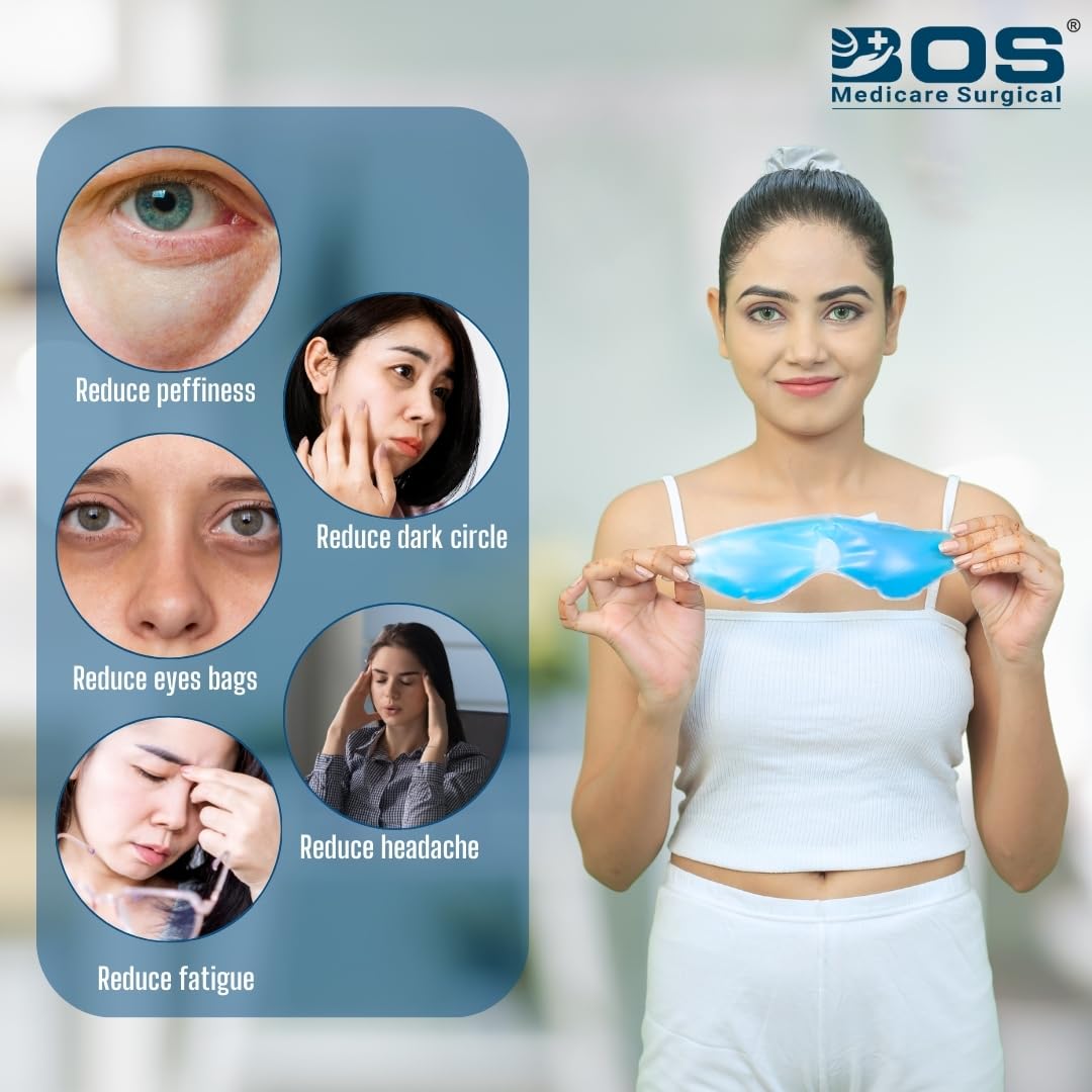 Bos Medicare Surgical Cool Gel Eye Mask - Ice Cooling Sleeping Mask for Dark Circles & Fatigue Relief - Reusable Eye Patches for Puffy Eyes & Eye Care - Perfect for Travel, Work & Relaxation