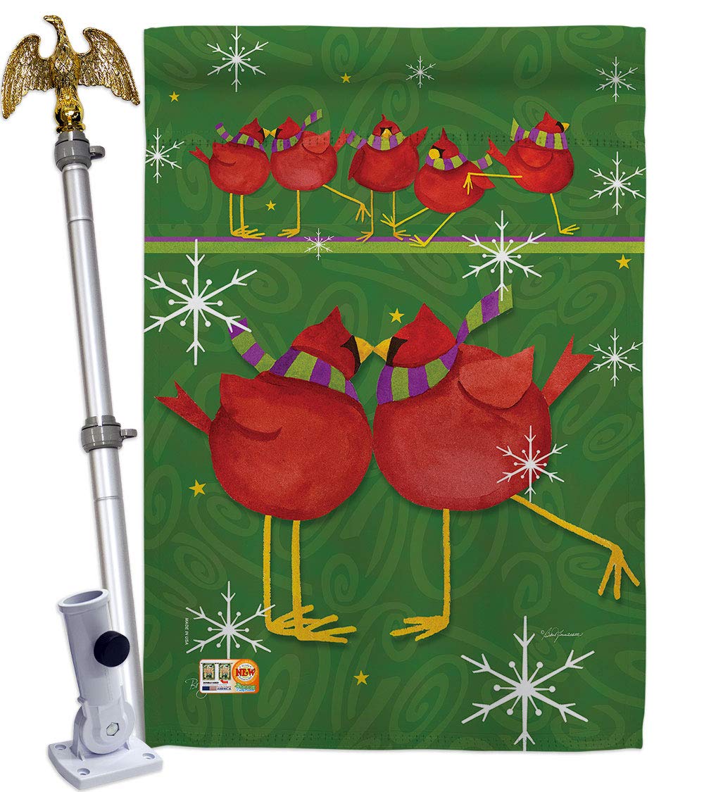 Callin All Cardinals Winter House Flag Set 28x40 - Outdoor Holiday Decor