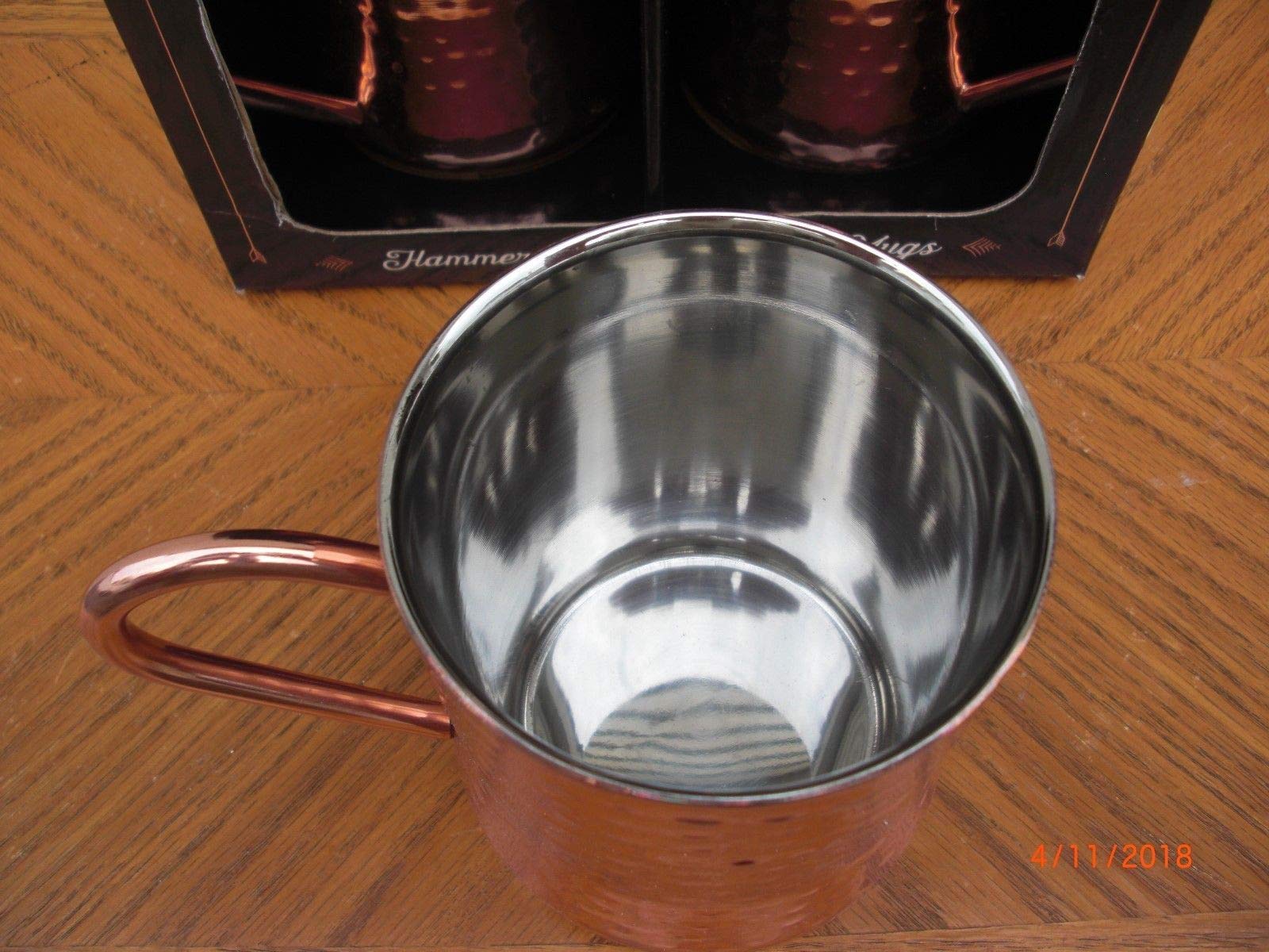 Member's Mark Hammered Copper Wall Mugs - Set of 4 Rustic Bar Mugs for Home Decor, Kitchen & Pub Style Hanging Cups - Perfect for Coffee, Beer & Display (Copper, Hammered Copper Plated)