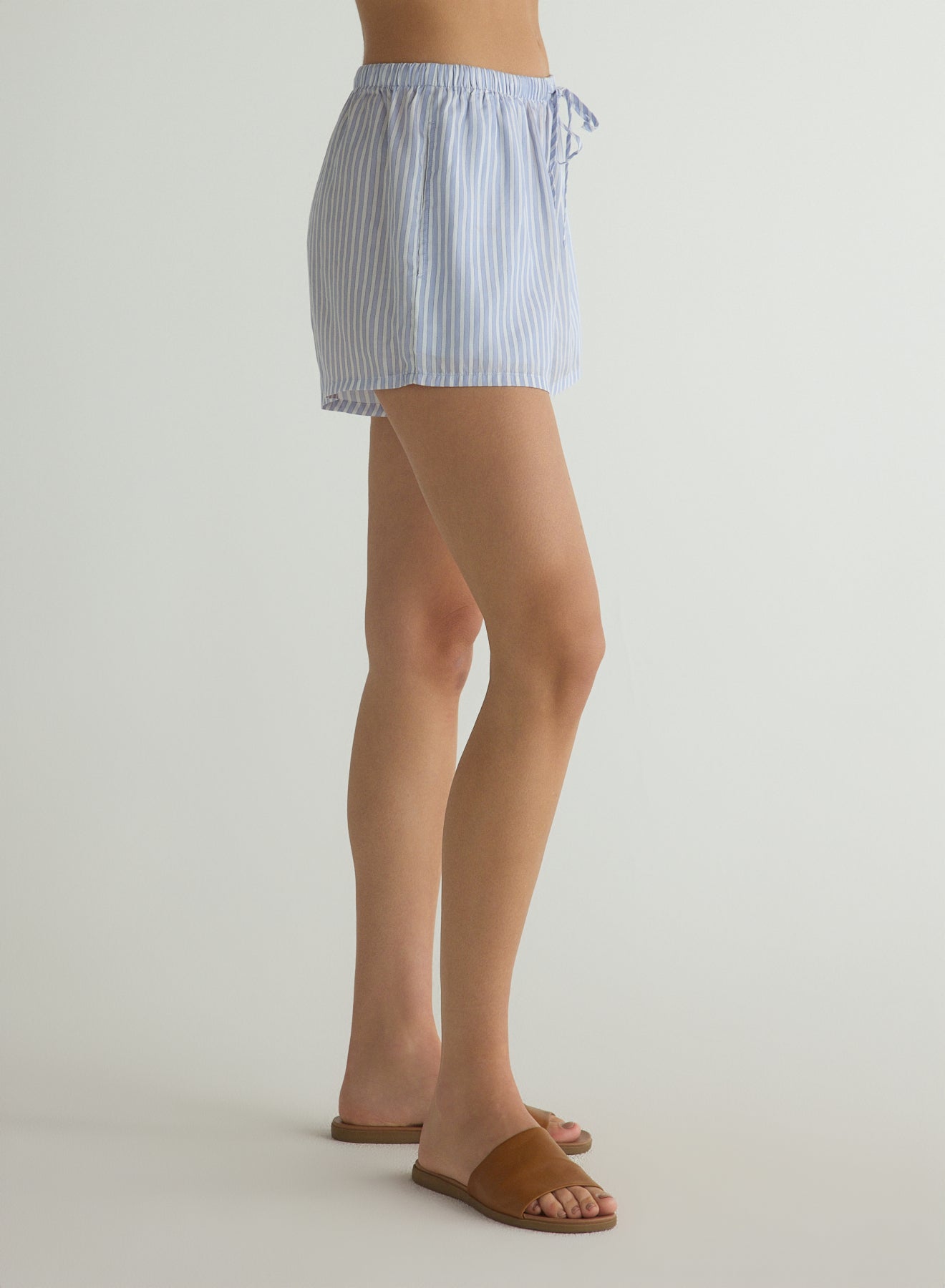 Elastic Beach Shorts - Provence Peri Stripe Swimwear for Women | Comfortable Stretchy Swim Shorts for Beach, Pool & Vacation