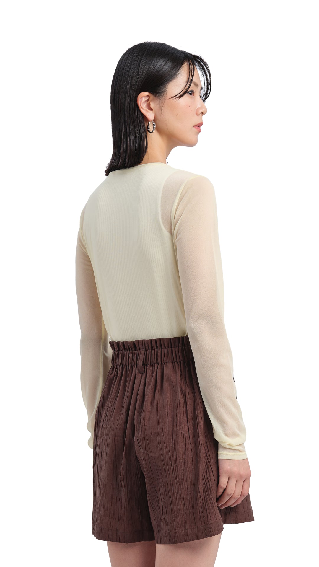 Elegant Mock Neck Sheer Top for Women - Trendy Semi-Transparent Blouse for Casual Wear & Night Out