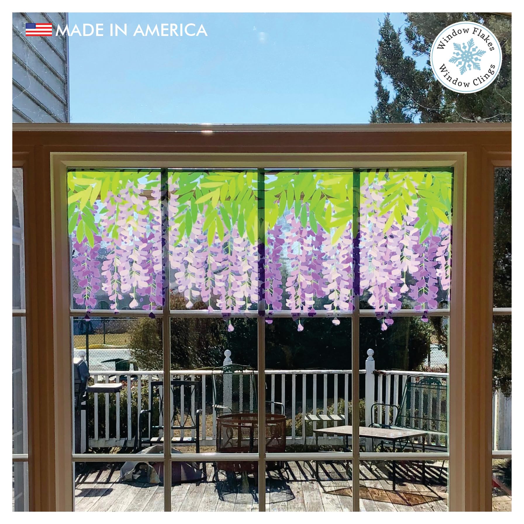 Purple Wisteria Window Clings - Reusable Spring Window Decals & Door Stickers for Home Decor | Made in USA | Perfect for Living Room, Bedroom & Office Decorations
