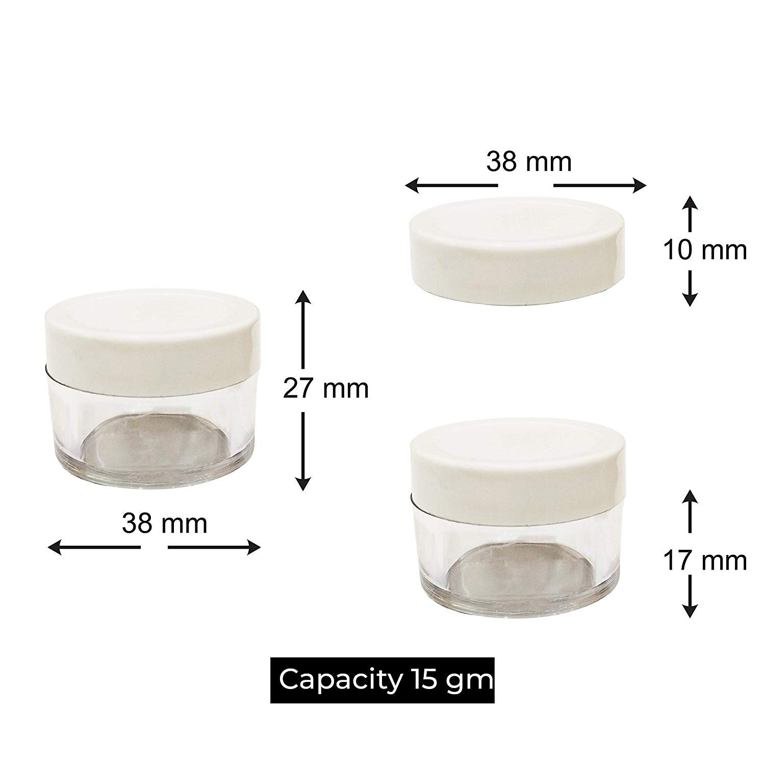 Dinemart 8-Piece Set of 15GM Clear Acrylic Jars with White Lids & Inner Caps - Empty Containers for DIY Lip Balm, Skin Care, Body Butter & Home Crafts - Perfect for Homemade Cosmetics and Personal Care Products