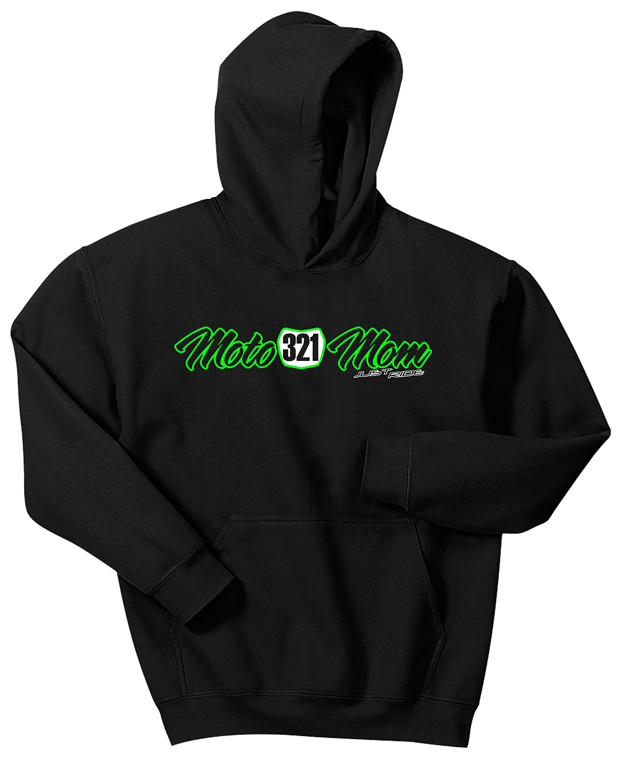 Custom Personalized Motocross Number Plate Hoodie - JUST RIDE Moto Mom Sweatshirt for Women | Motorcycle Riding Gear & Casual Streetwear