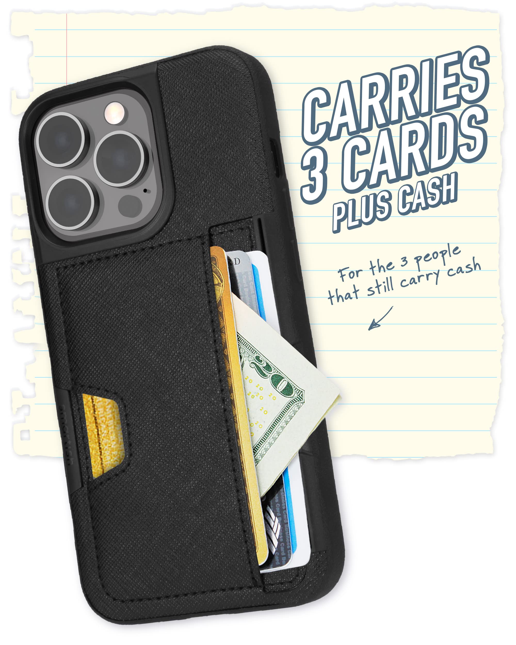 Smartish Oak Really iPhone 13 Pro Wallet Case - Slim Protective Kickstand Credit Card Holder for iPhone 13 Pro | Perfect for Travel, Work & Everyday Use