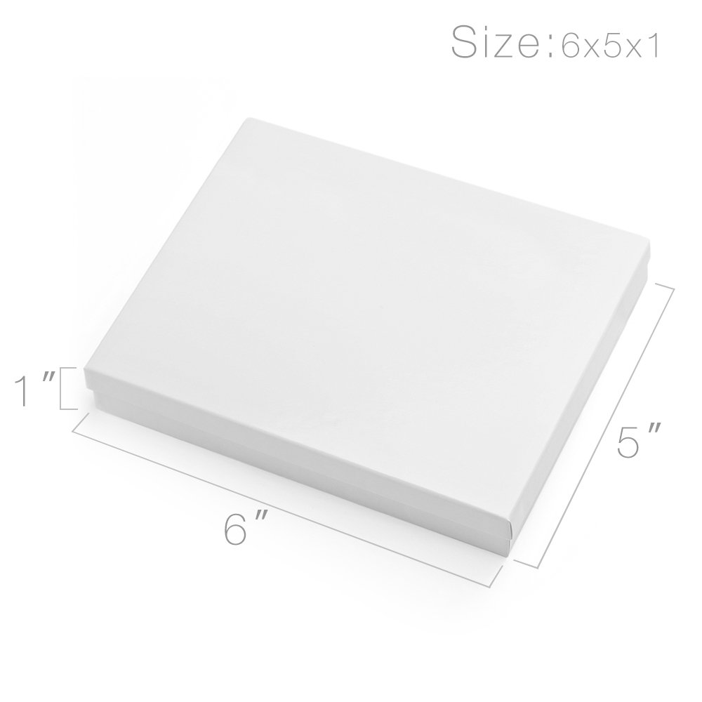 White Jewelry Gift Box Set - 10 PC Cotton Filled Glossy Boxes for Necklaces, Bracelets & Earrings - Perfect for Small Business & Shipping Accessories