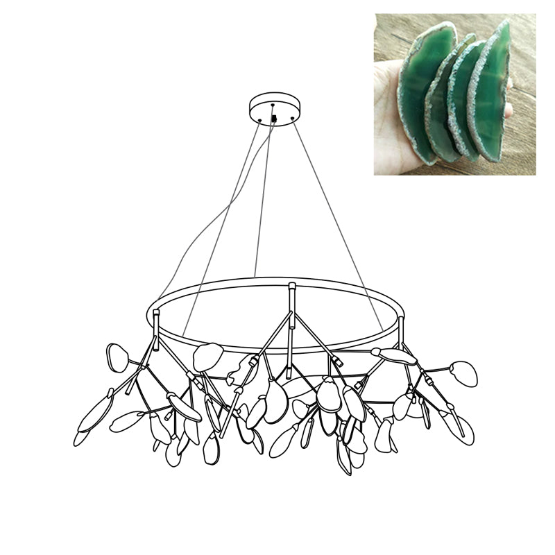 Agate Flake Chandelier - Elegant Natural Stone Crystal Ceiling Light Fixture for Dining Room, Living Room, Bedroom Decor | Modern Luxury Home Lighting