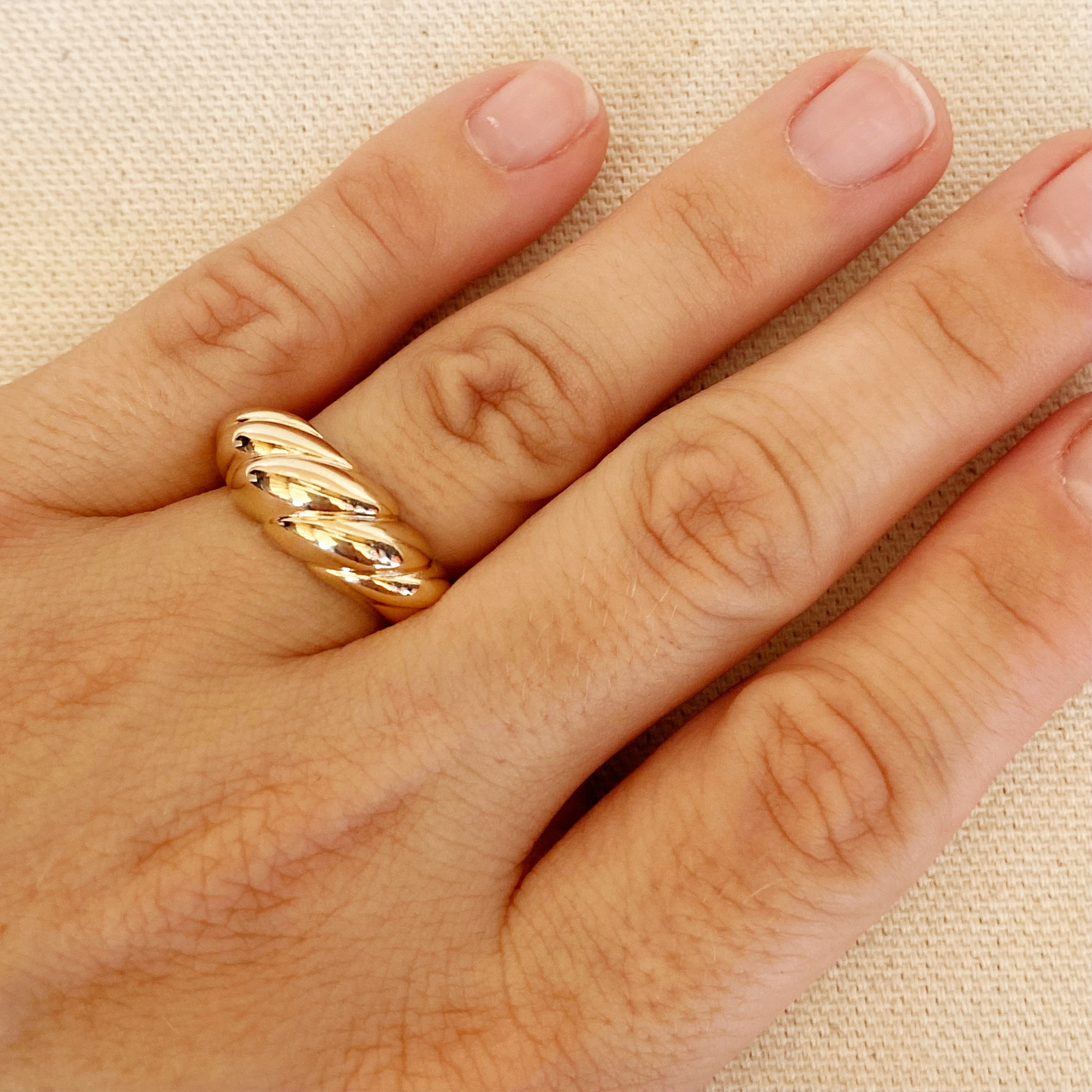 18K Gold Filled Dome Croissant Ring - Elegant Dainty Minimalist Jewelry for Women, Perfect for Everyday Wear, Gift Giving & Special Occasions