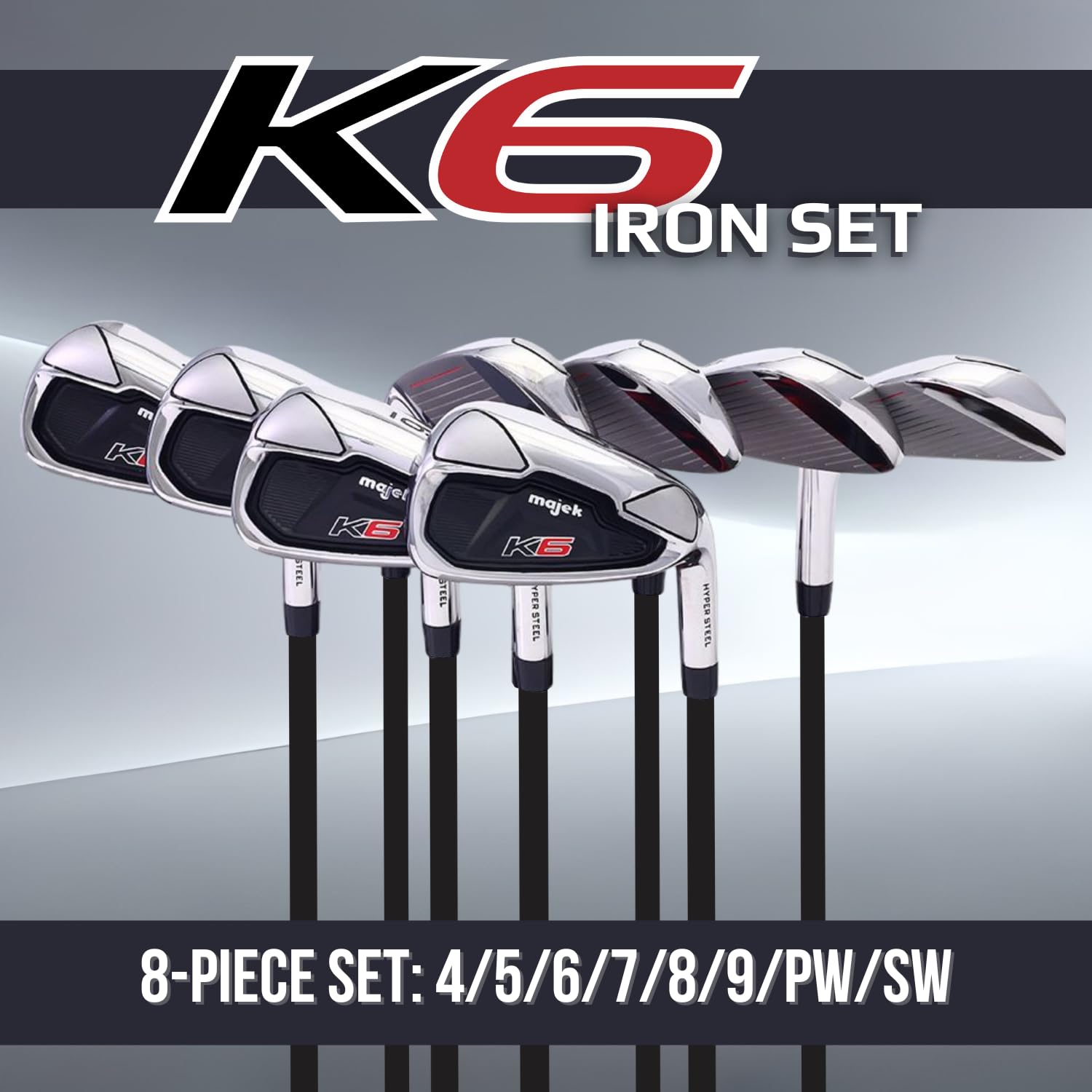 Majek K6 Senior Men's Golf Iron Set - 8-Piece Complete Set (4-PW, SW) Right Handed with Senior Flex A Shaft - Designed for Short Men 5' to 5'4
