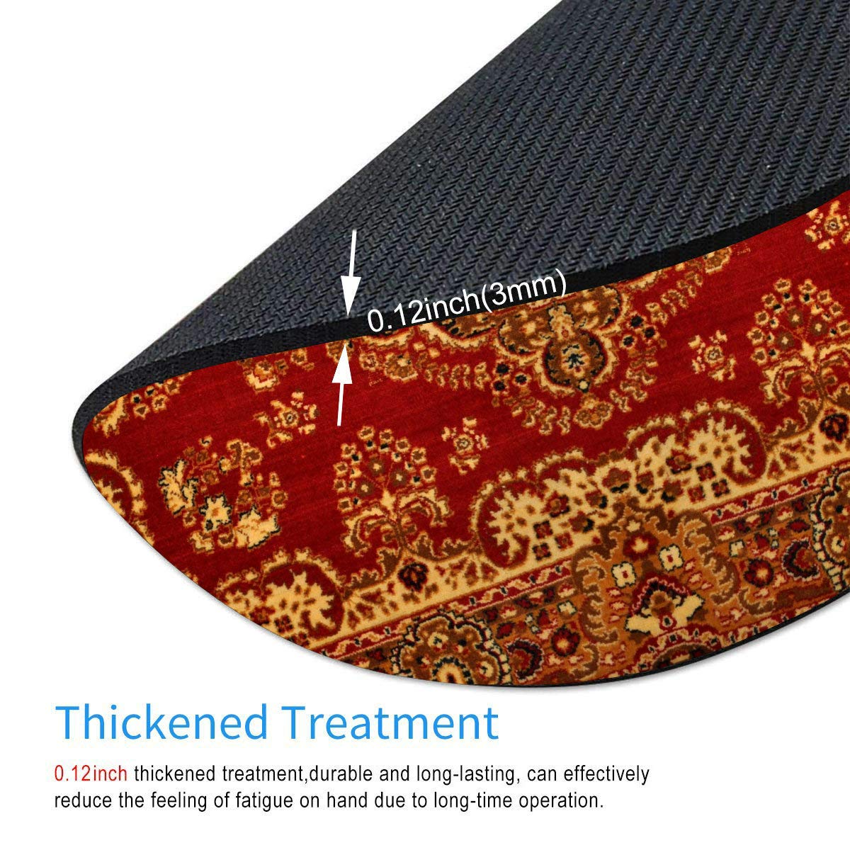 Premium Circular Mouse Pad - Red Persian Carpet Design Non-Slip Desk Mat for Office & Gaming - Ergonomic Round Mousepad for Computers, Laptops, Workstations (Home Office, Gaming Setup, Gift Idea)