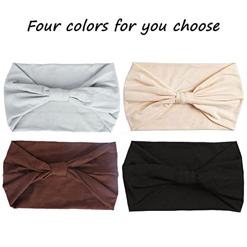 Headbands Color-4 Pcs Light Grey, Light Khaki, Coffee, Black